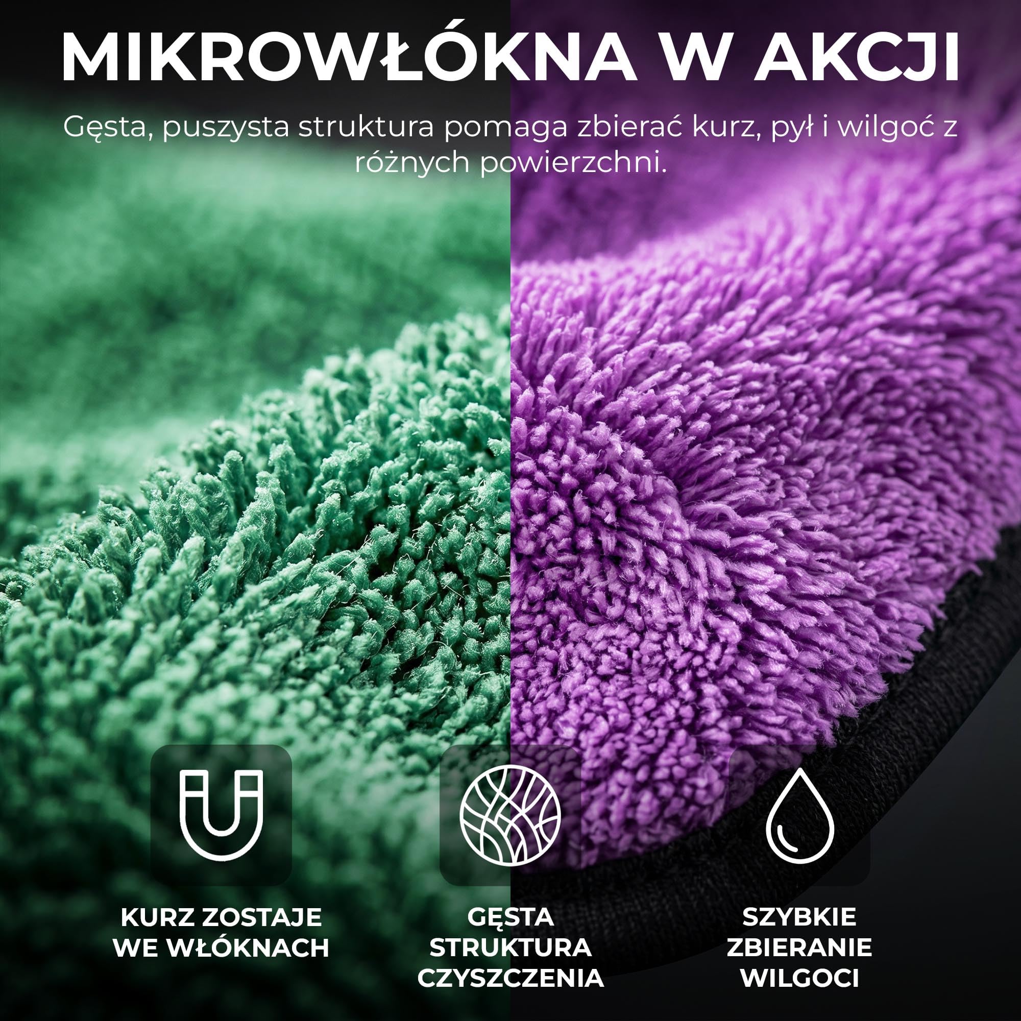 ToolSpace Zestaw Ręczników Samochodowych z Mikrofibry 60x90cm 1300gsm i 38x46cm 600gsm 2 szt. do Osuszania Auta Lakieru Szyb Detailingu Chłonne Miękkie Wielorazowe Bez Smug Premium Mikrofibra i Wosku