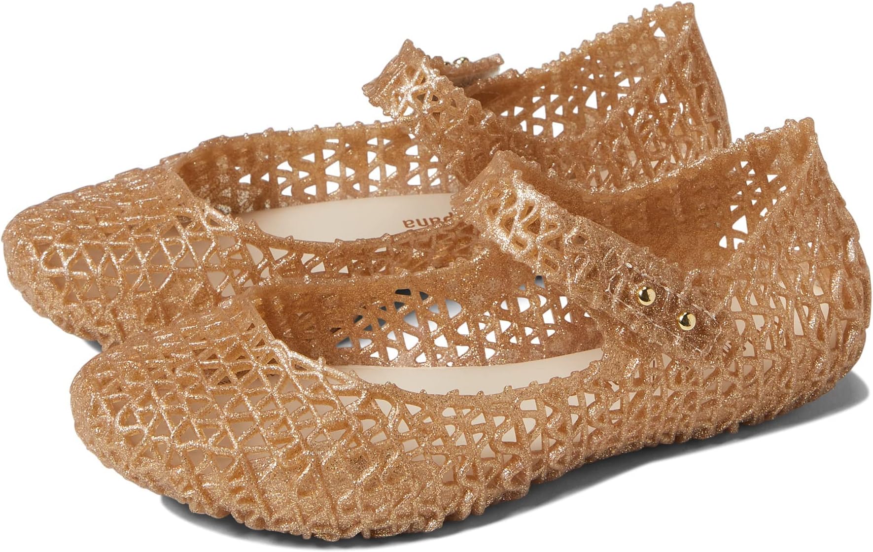 mini melissaGirl's Campana Papel BB (Toddler/Little Kid) Beige Glitter 11 Little Kid M