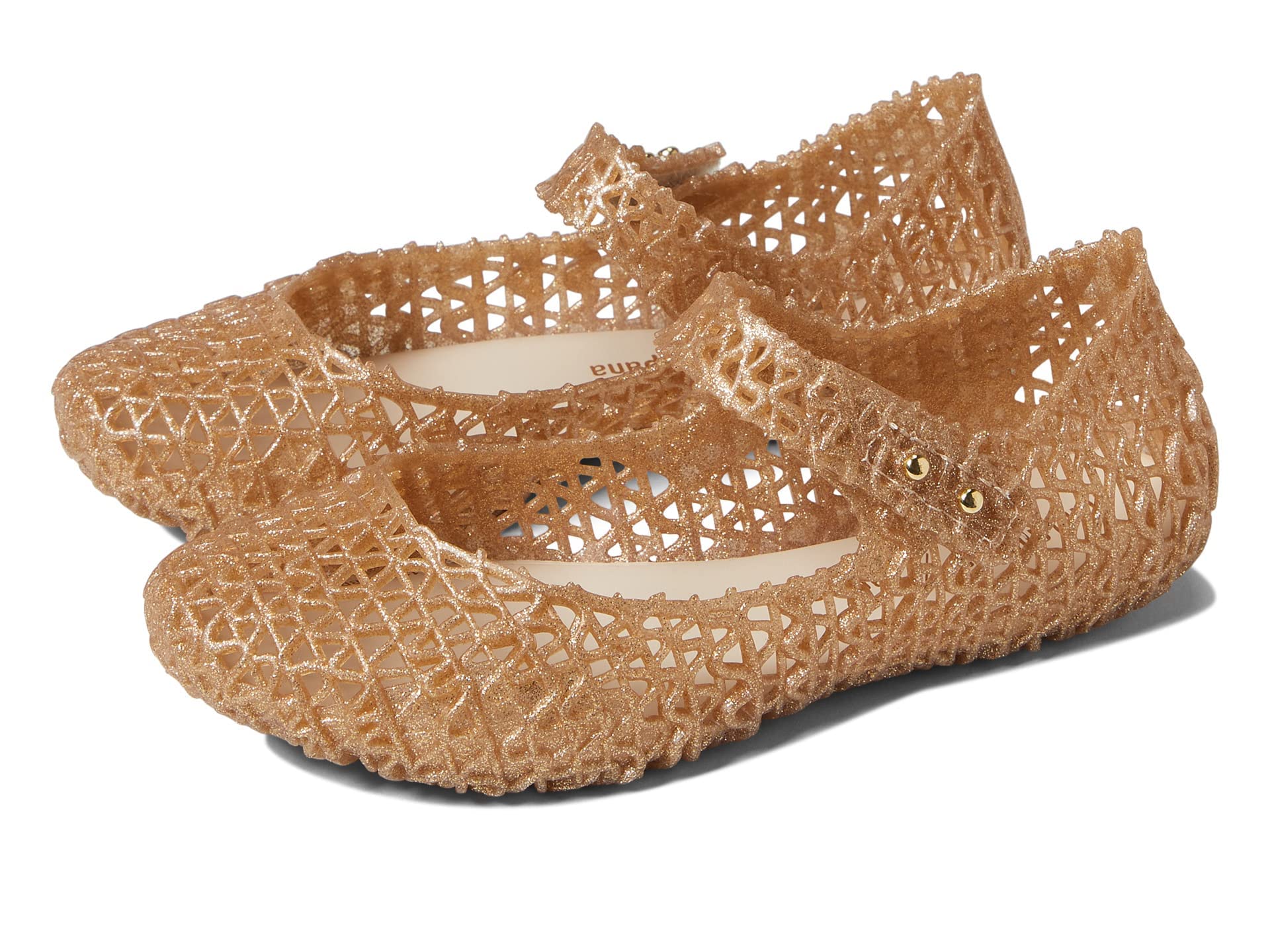 mini melissaGirl's Campana Papel BB (Toddler/Little Kid) Beige Glitter 11 Little Kid M