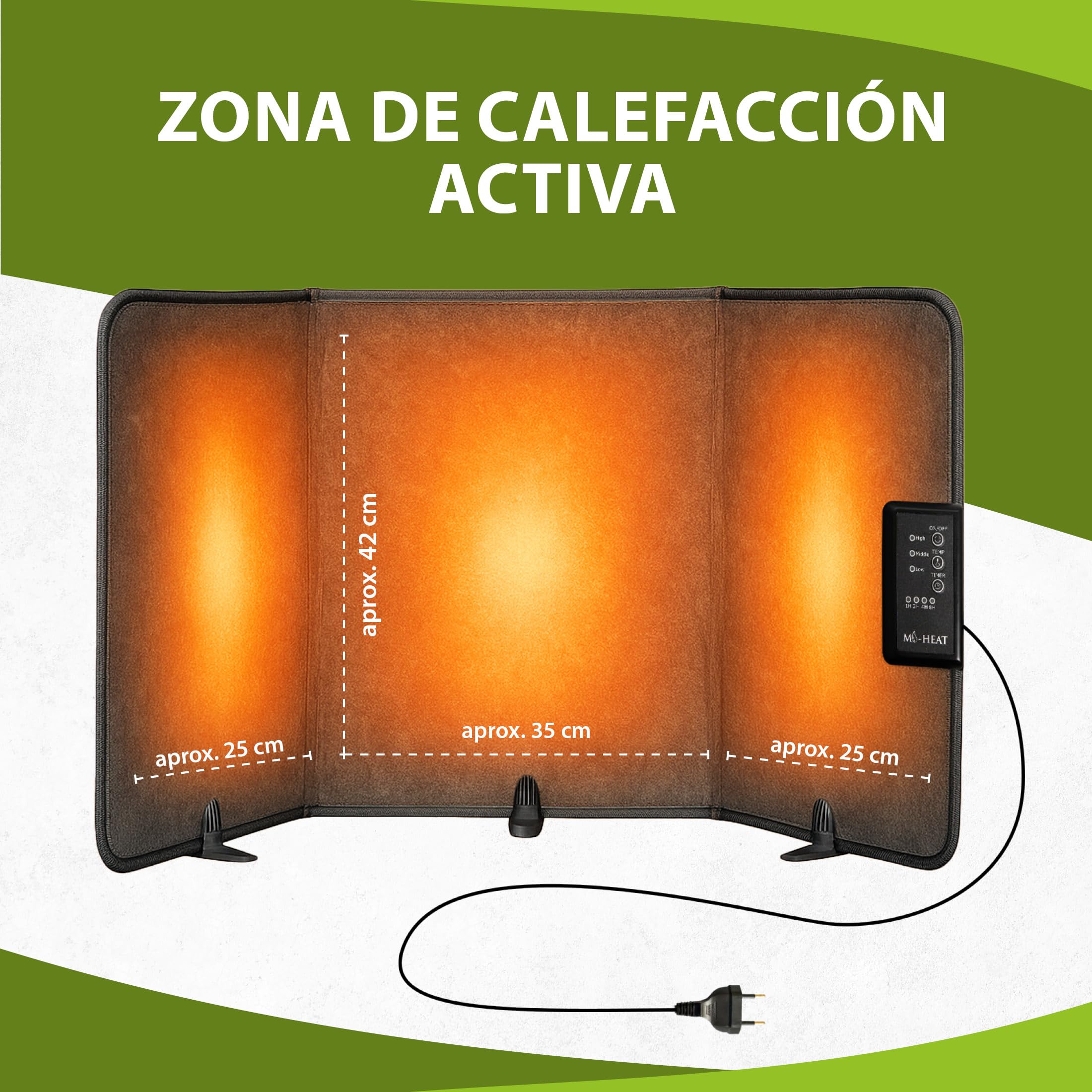 Mi-Heat Calefactor Infrarrojos Plegable (260W) – Panel Calefactor Bajo Consumo para Escritorio y Teletrabajo – Estufa para Pies y Piernas con Temporizador, Gris