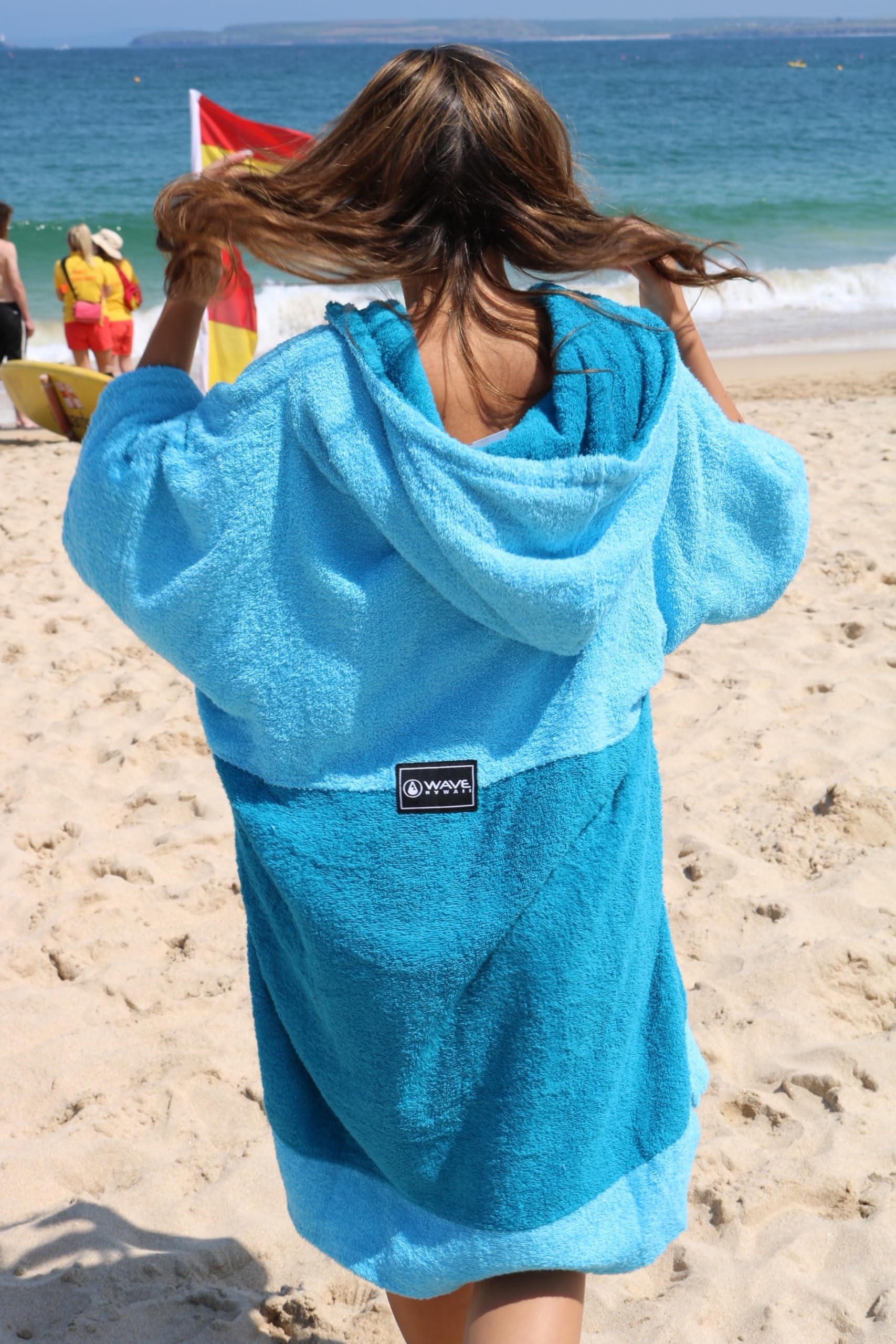 WAVE HAWAII Poncho de surf zippé Coton écologique pour les tailles de 155 à 185 cm pour la natation, la plage, le surf, poncho de douche, poncho de surf pour homme, femme, adulte