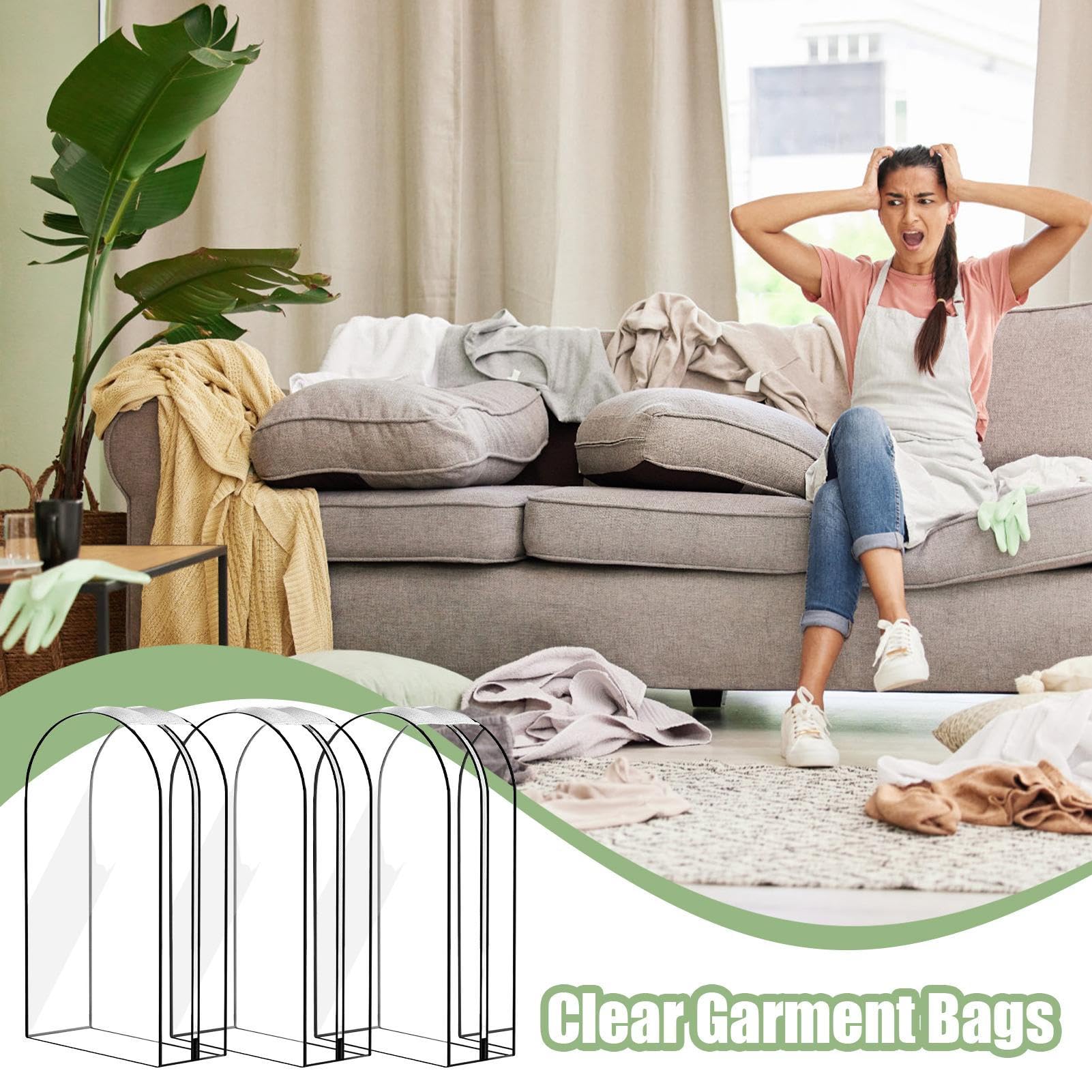 Generic Coat Covers, Clear Clothes Bag, Dustproof Zipper Closure, Hangable Garment Protector, Closet Storage Solution for Jackets Shirts Coats Wardrobe Home Organization 23.62x50x10.04in