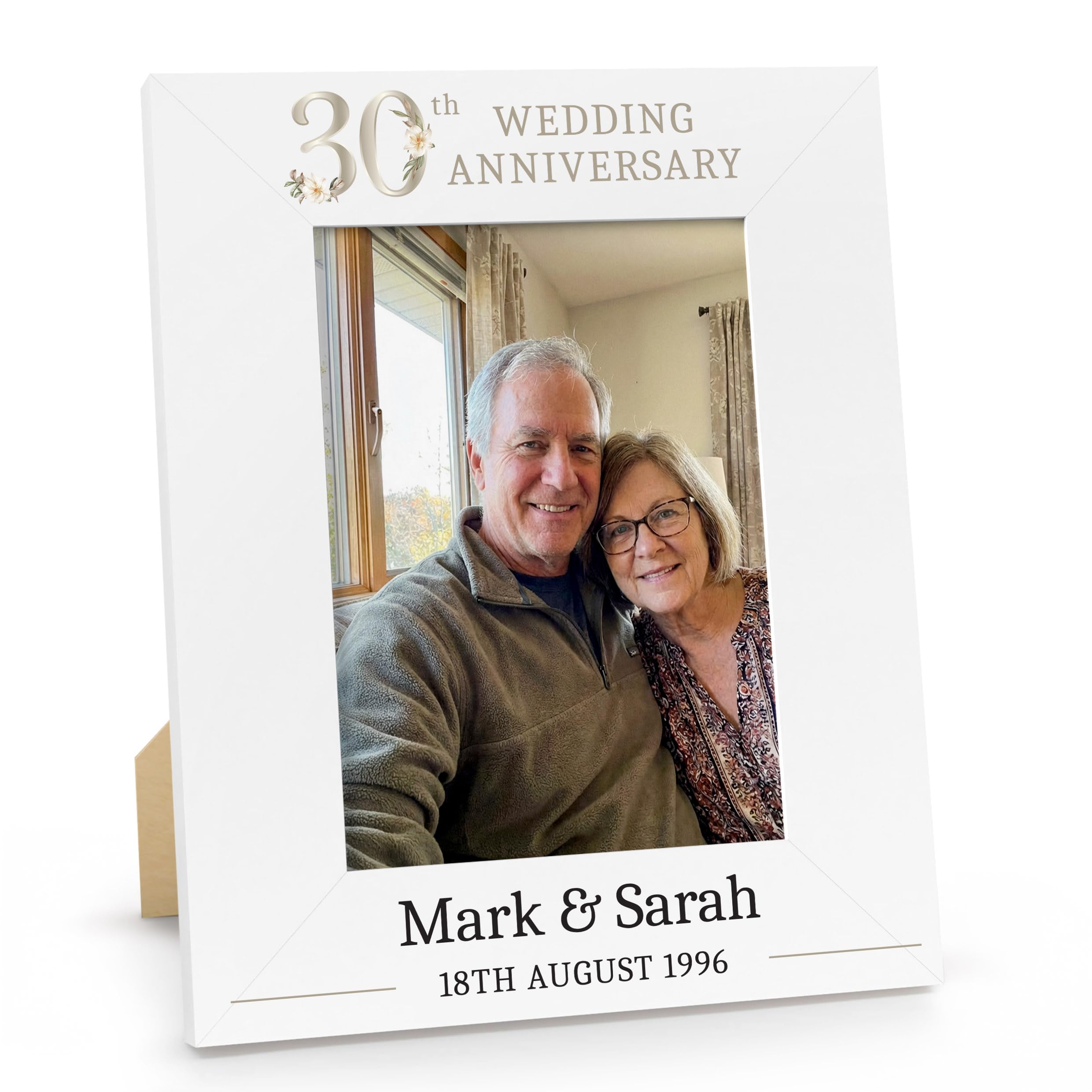 Beecreative 30th Anniversary Wedding Gift, Personalised Photo Frame Present