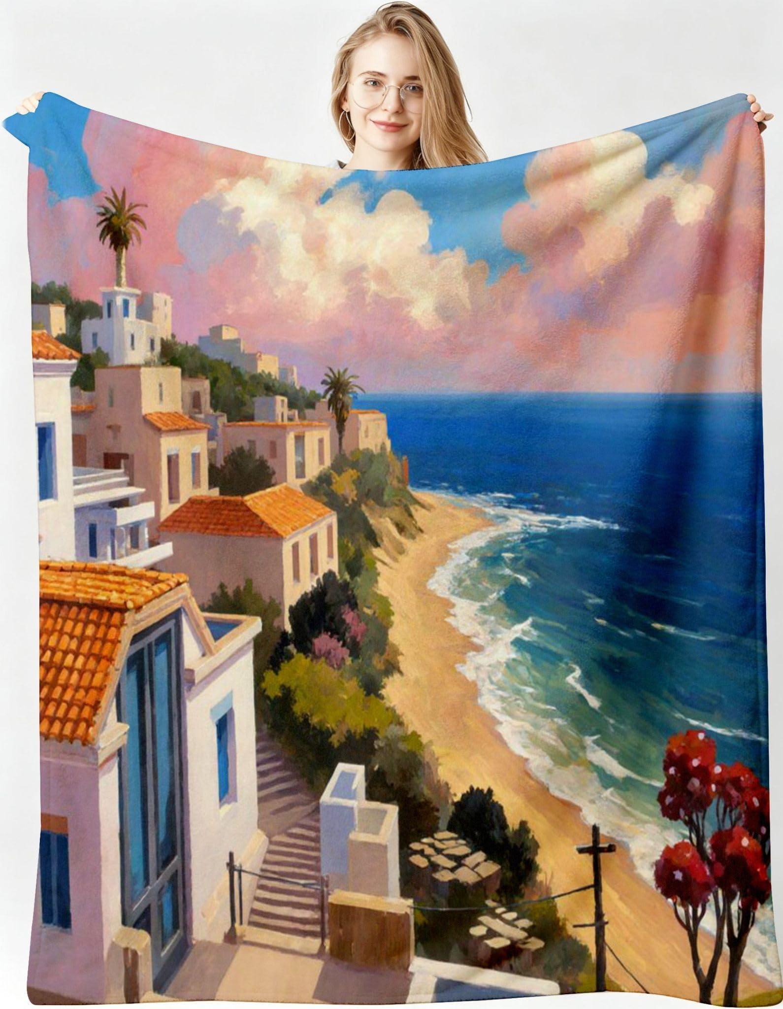 Manta Grande 180x220 cm Nube Blanca Polar Franela Térmica-A109