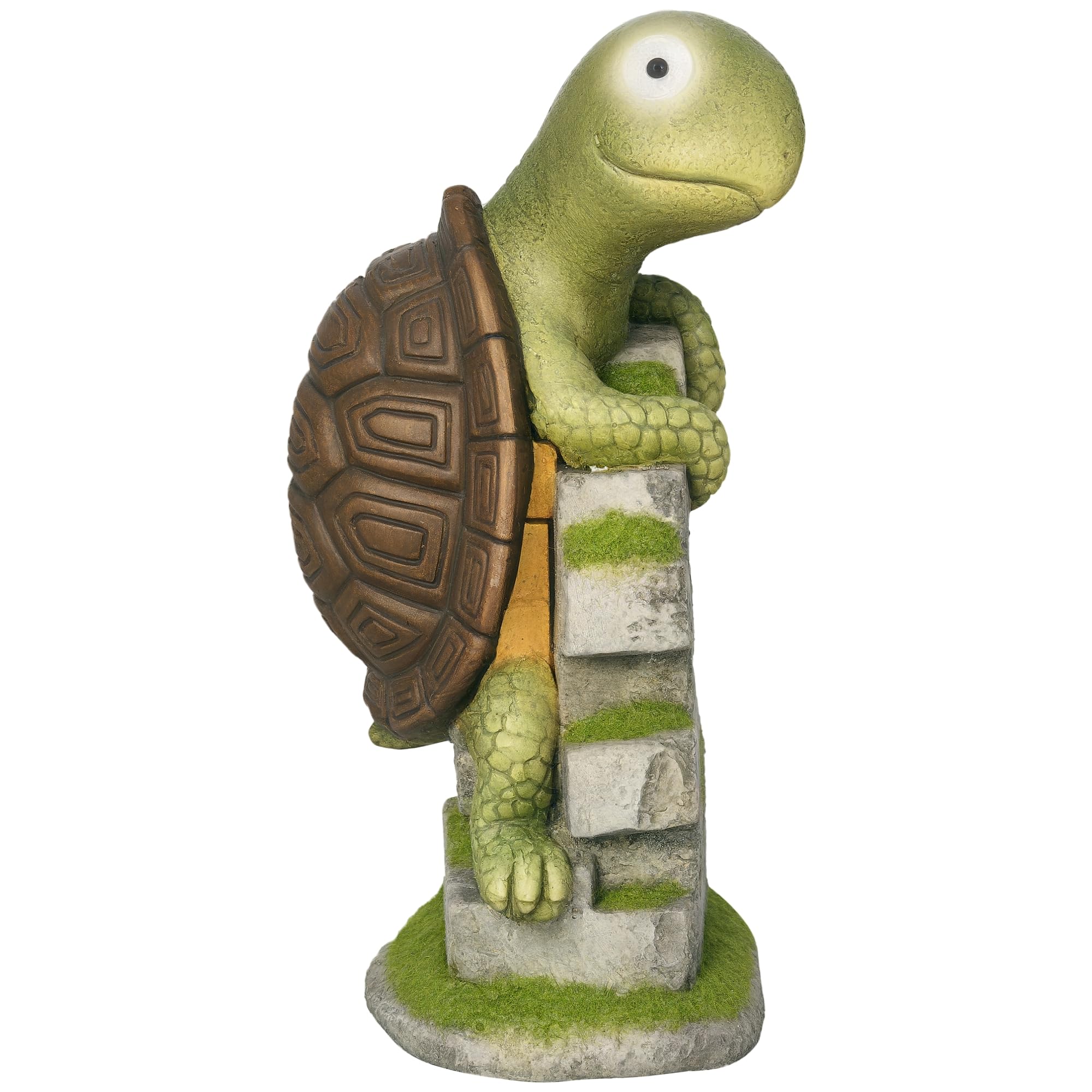 Outsunny Statuetta da giardino a forma di tartaruga con luce solare LED, statua da giardino, scultura da 36,5 cm, ornamento esterno per prato, giardino, cortile