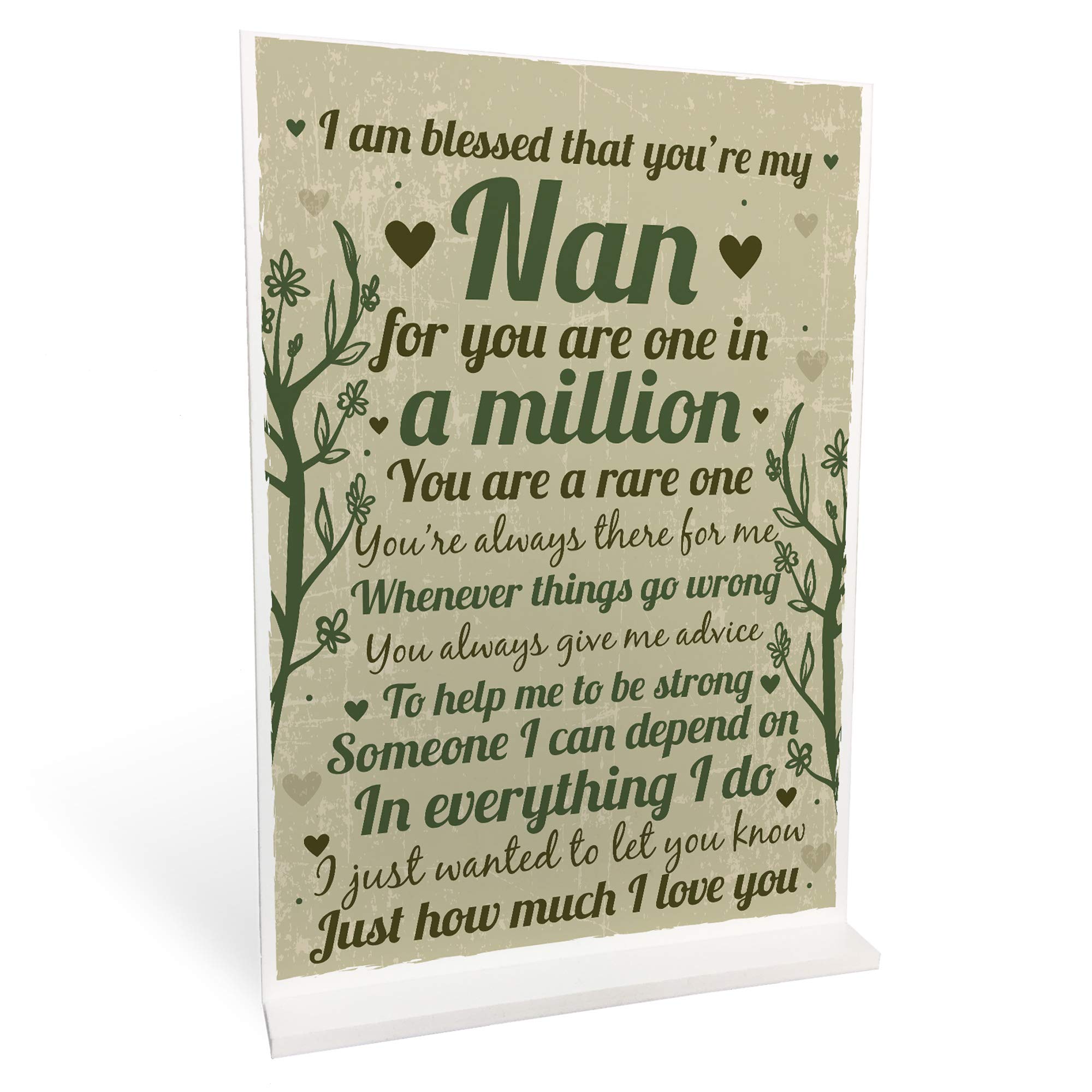 Red Ocean Thank You Gifts For Nanny Standing Plaque Birthday Christmas Gifts For Nan Keepsake