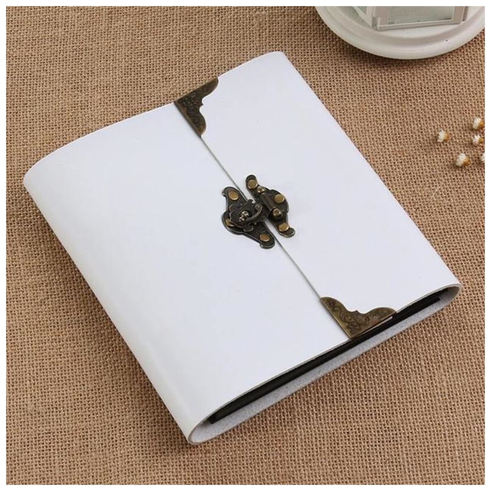 Fotoalbum 5/10/12 Zoll Literatur. DIY. Retro Leder-Fotoalbum-Paste Handmade Baby-Paar-Album-Album mit Aufkleber-Geschenk Schwarze Seite Fotoalbum Zum Selbstgestalten(Large White)