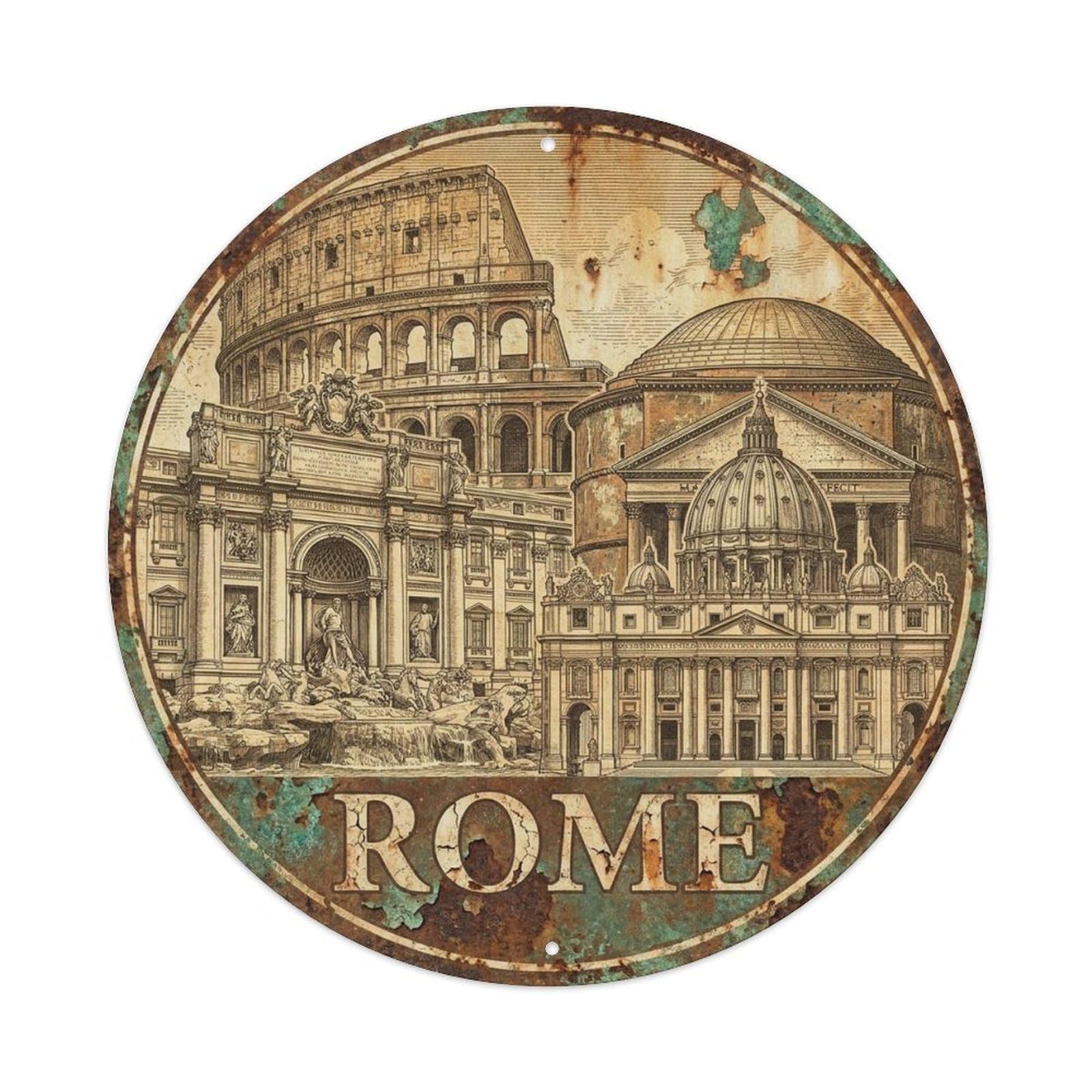 Rome Italy Vintage City Travel Destination Metal Tin Sign