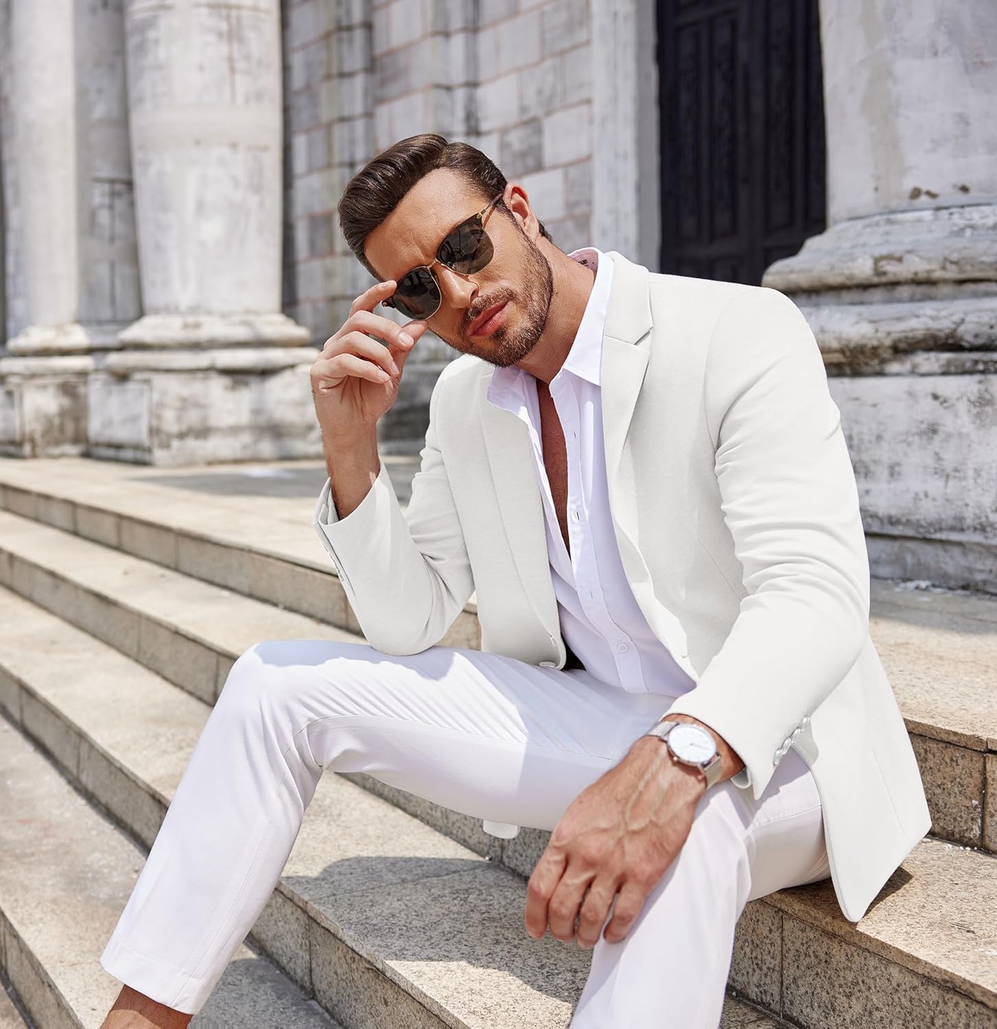 COOFANDY Men's Casual Knit Blazer Two Button Lightweight Sport Coats Suit Jacket