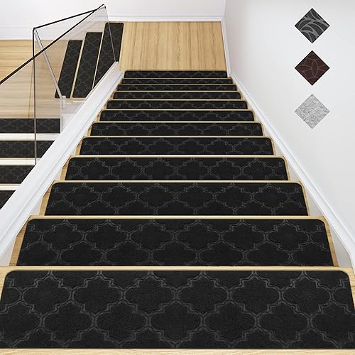Peldaños de vinilo para escaleras con autoadhesivo, paquete de 15 peldaños para escaleras, cubiertas de escalera para escaleras de madera, tira de