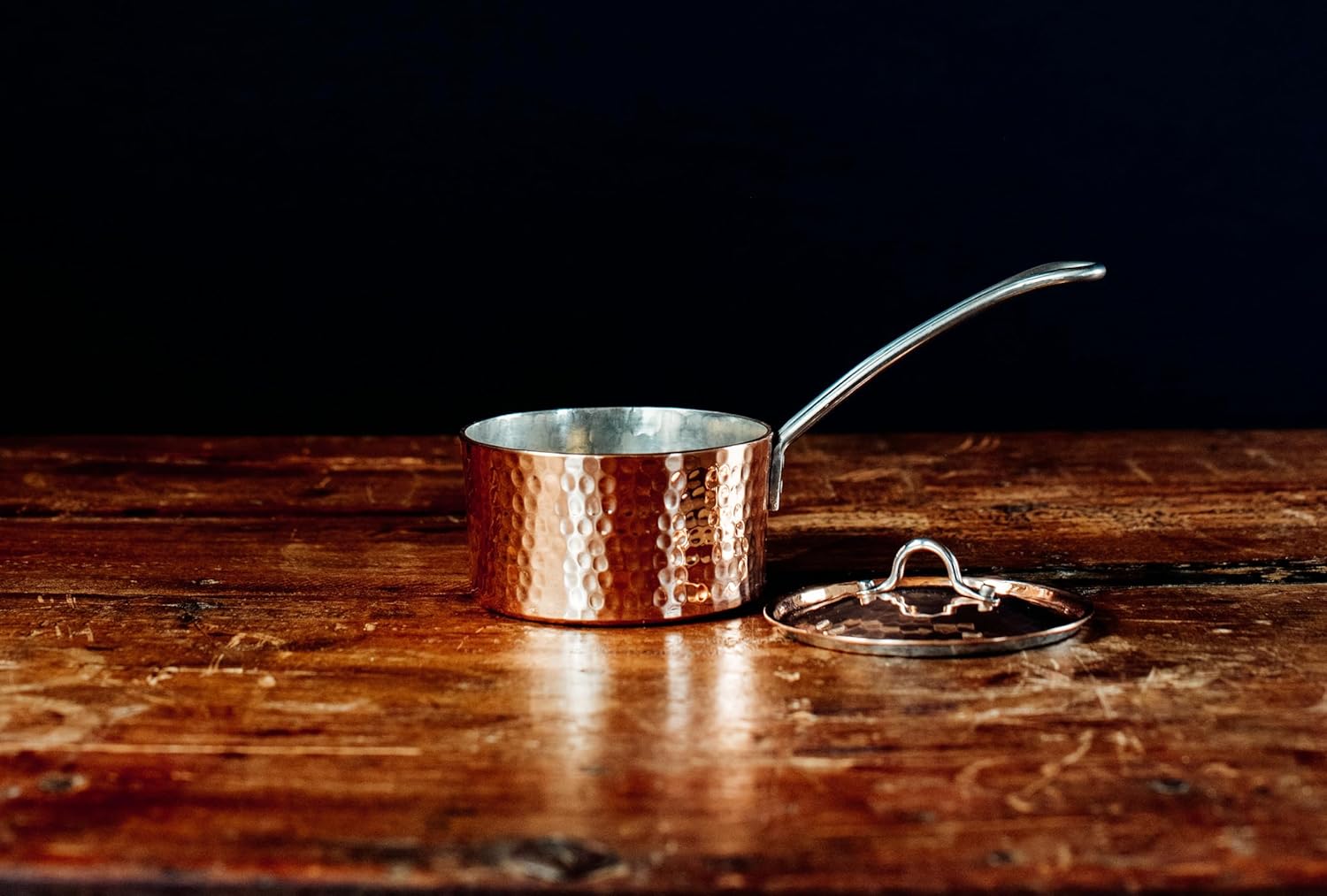 Sertodo Petit French Copper Butter Pot with Lid | 1.5 cup Capacity | Naturally Non-Stick Tin Lining, Pure Copper Body, Stainless Steel Handle | Perfect for Souffle, Full Stick Butter Melting and More