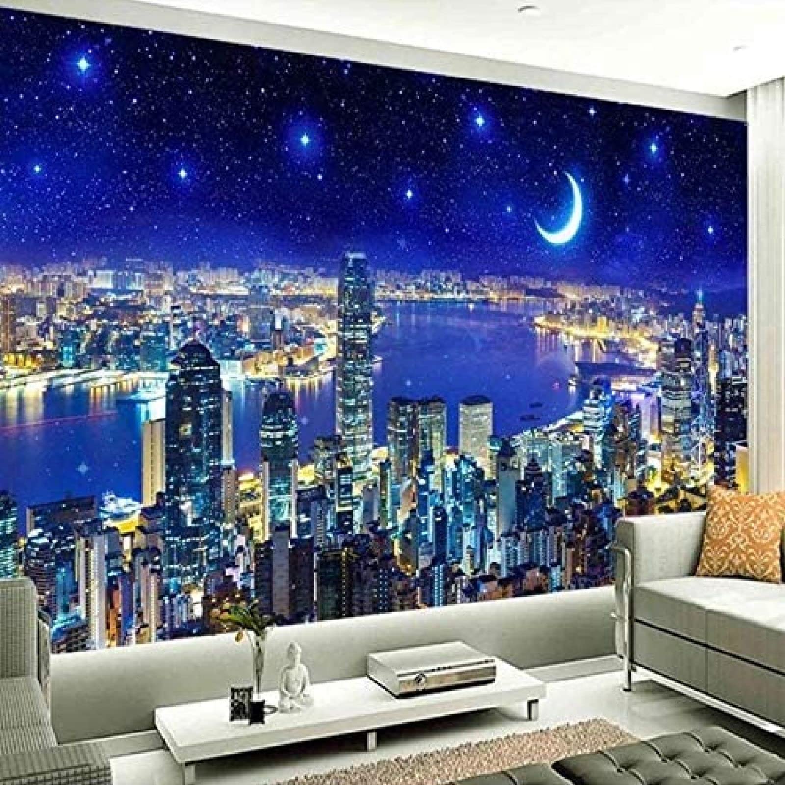 XLMING 3D Wall Mural Paintings City Building Night View Wallpaper Living Room Bedroom Study Room Wall Decor Decoration Mural Custom 3D Wallpaper Paste Living Room The Wall for bedroom-150cm×105cm