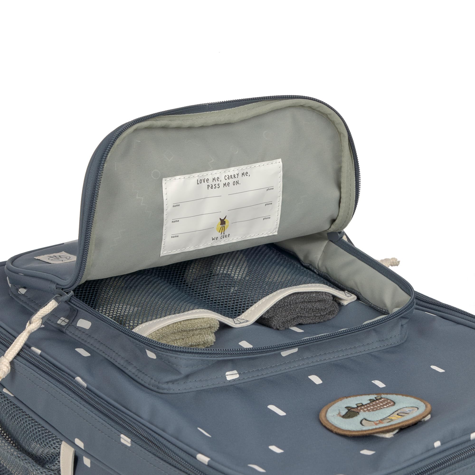 Lässig Valise pour Enfants Trolley Valise de Voyage avec Barre télescopique et roulettes Bagage à Main/Trolley Happy Prints Midnight Blue