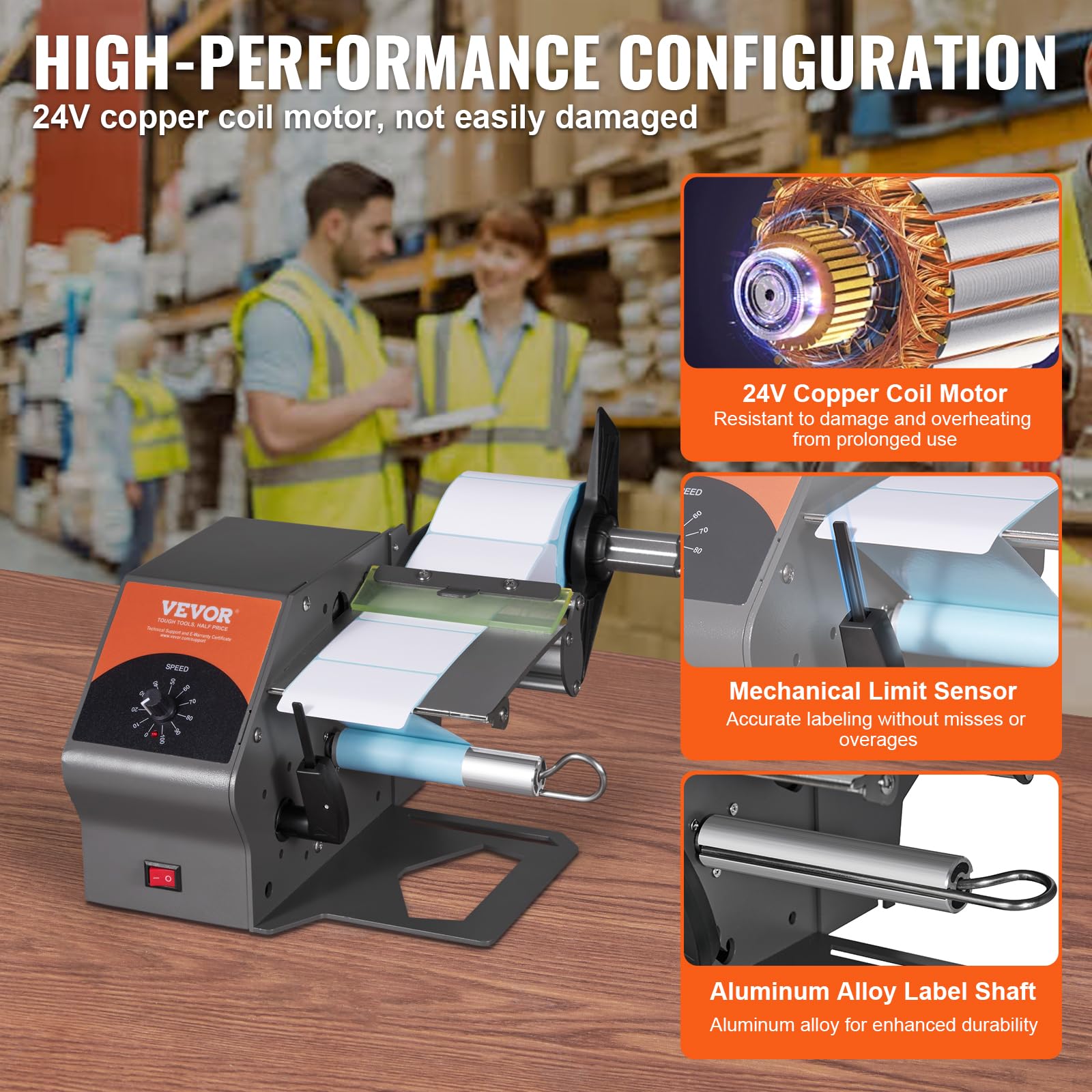 VEVOR Etichettatrice Semiautomatica, 20-50 Pezzi/min, Applicatore di Etichette, Etichettatrice Velocità Regolabile Larghezza Etichetta tra 5-115mm per Etichette Trasparente da Magazzino Supermercato