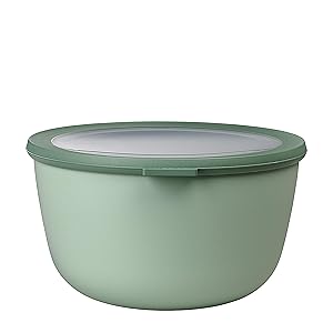 Mepal – Multi Bowl Cirqula Round – Contenitori Plastica con Coperchio – Adatto come contenitore ermetico per Frigo, microonde, Congelatore e piatti da portata – Ciotole Cucina – 3000 ml – Nordic sage