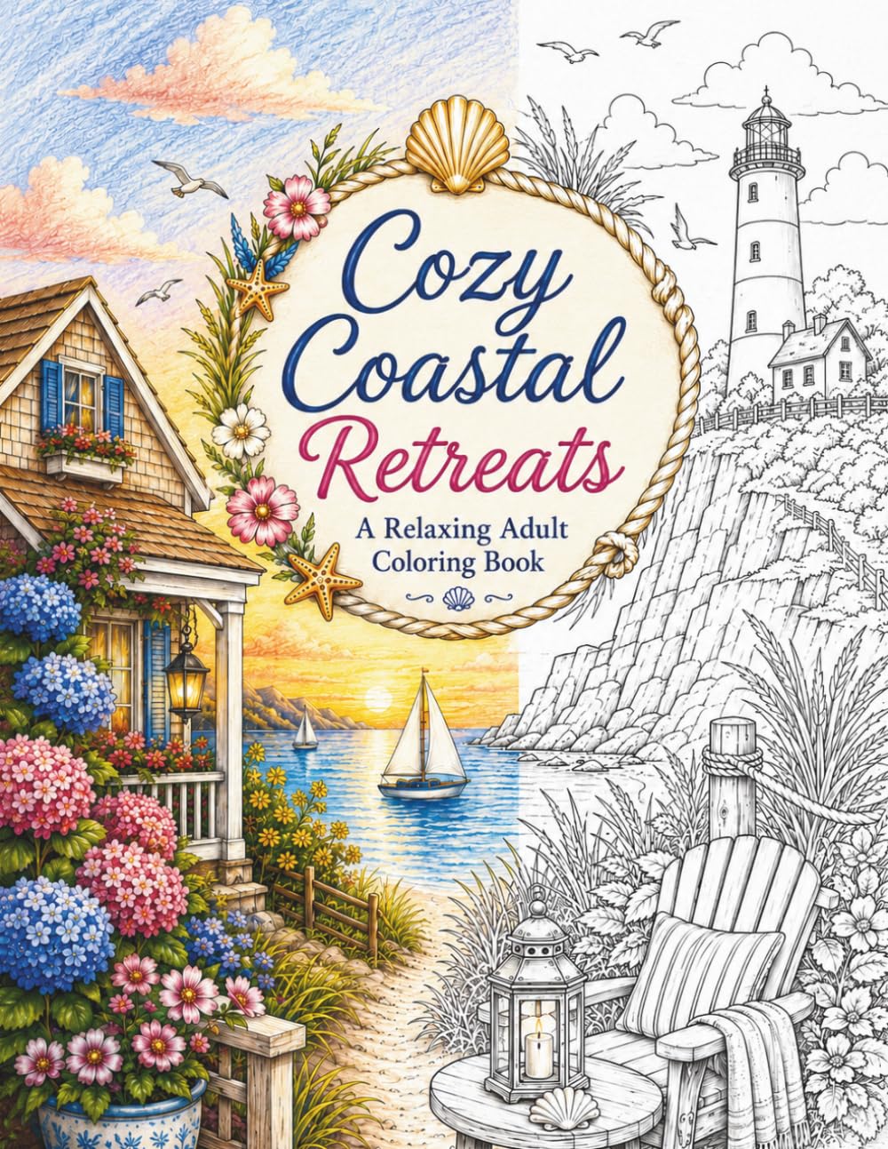Cozy Coastal Retreats: A Relaxing Adult Coloring Book Featuring Charming Beach Cottages, Peaceful Lighthouses, Seaside Villages, Ocean Views and ... of Everyday Escape - Adult Coloring Books)