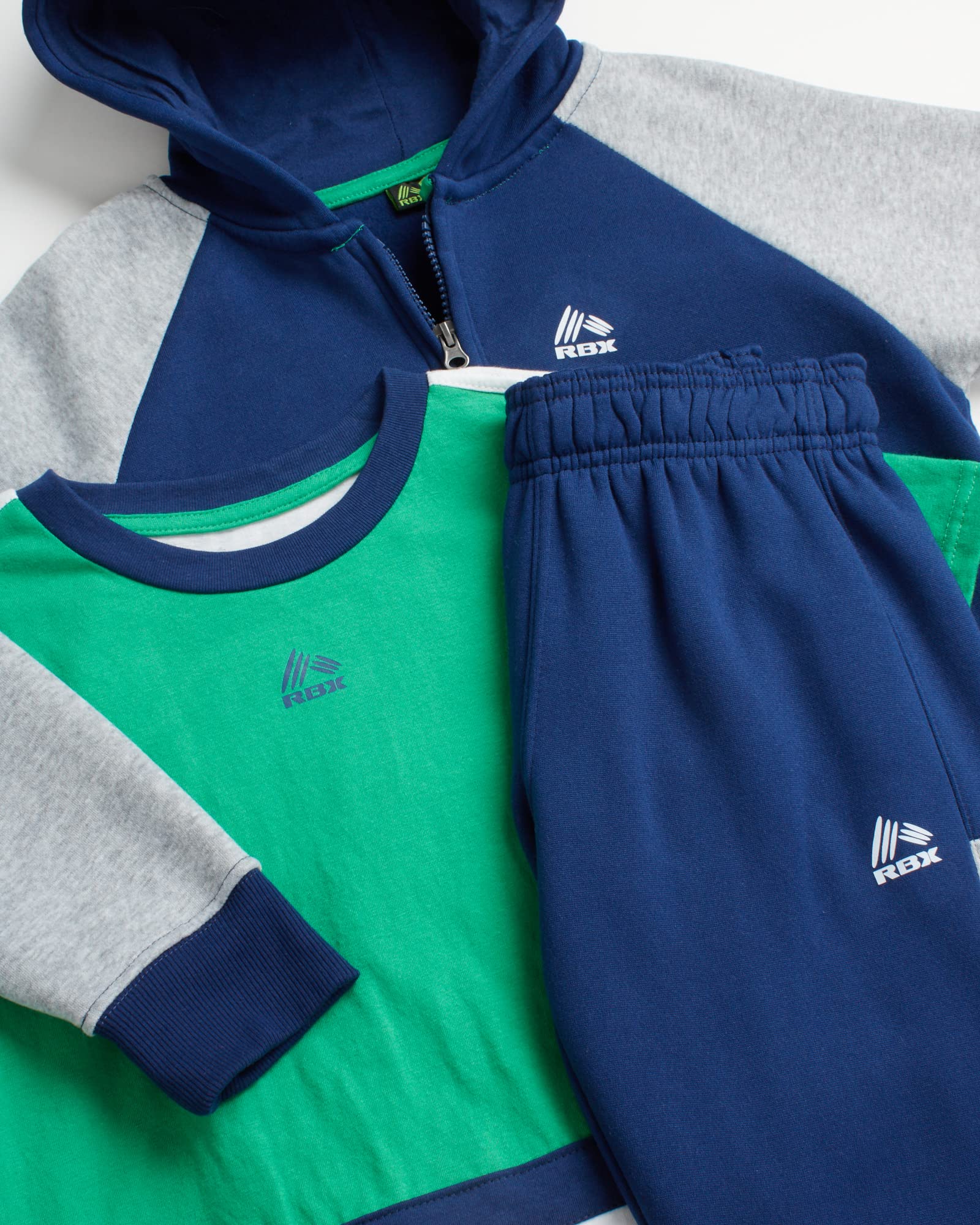 RBX Ensemble pantalon de survêtement 3 pièces pour garçon – Chandail à capuche en polaire, chemise athlétique et pantalon de jogging pour enfants (4-12)
