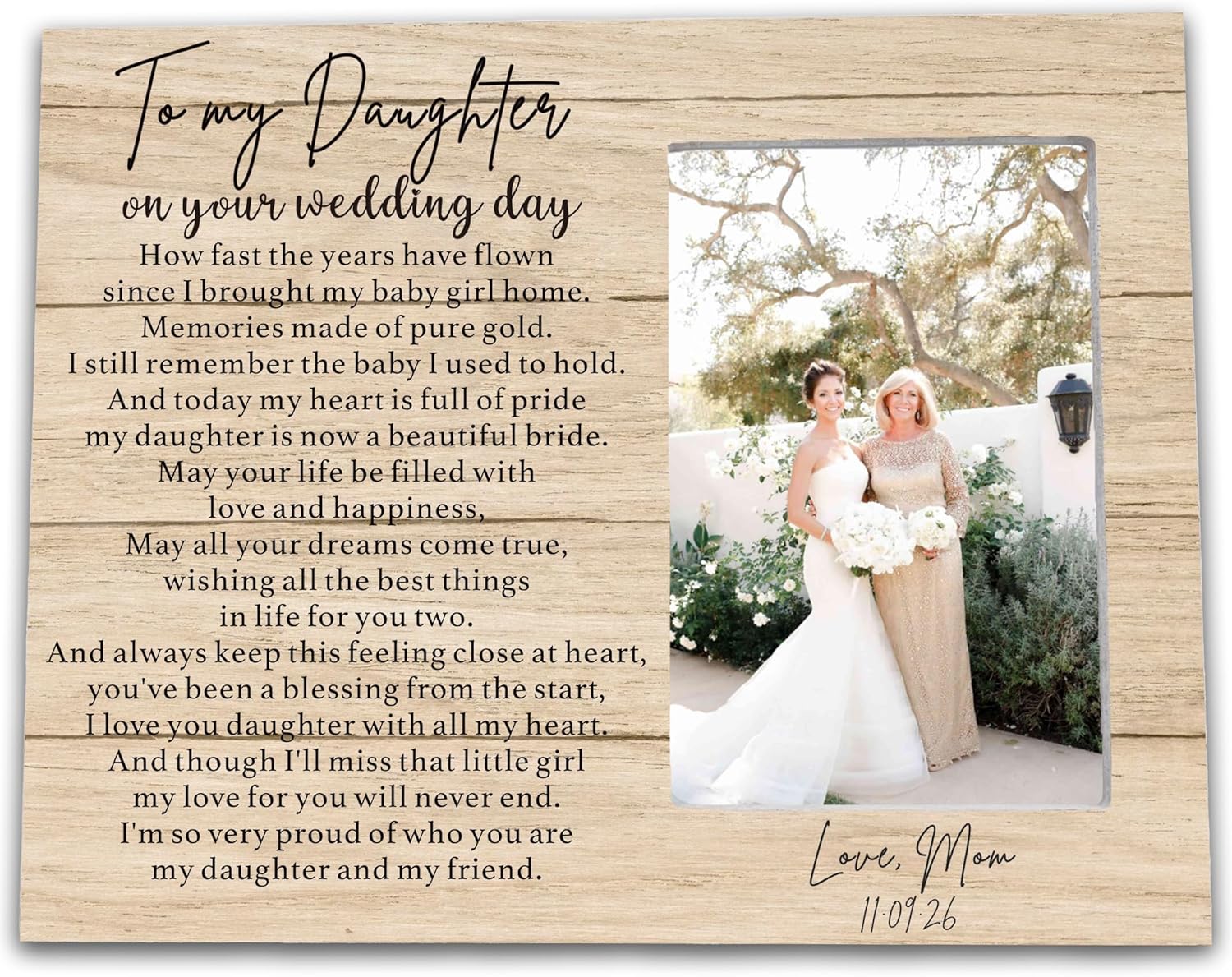 Daughter gift from mom on her Wedding Day/Daughter wedding Gift from Mother, Bride Gift from Mother Photo Frame