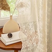 Vista 83 de YJ YANJUN Cortinas traslúcidas negras de 54 pulgadas de largo, panel de cortina de encaje gótico victoriano para cocina, cortinas cortas