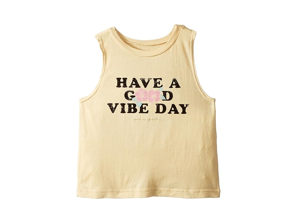 

Spiritual Gangster Kids Good Vibe Day Cut Off Tank Top (Toddler/Little Kids/Big Kids) (Yellow) Girl's T Shirt
