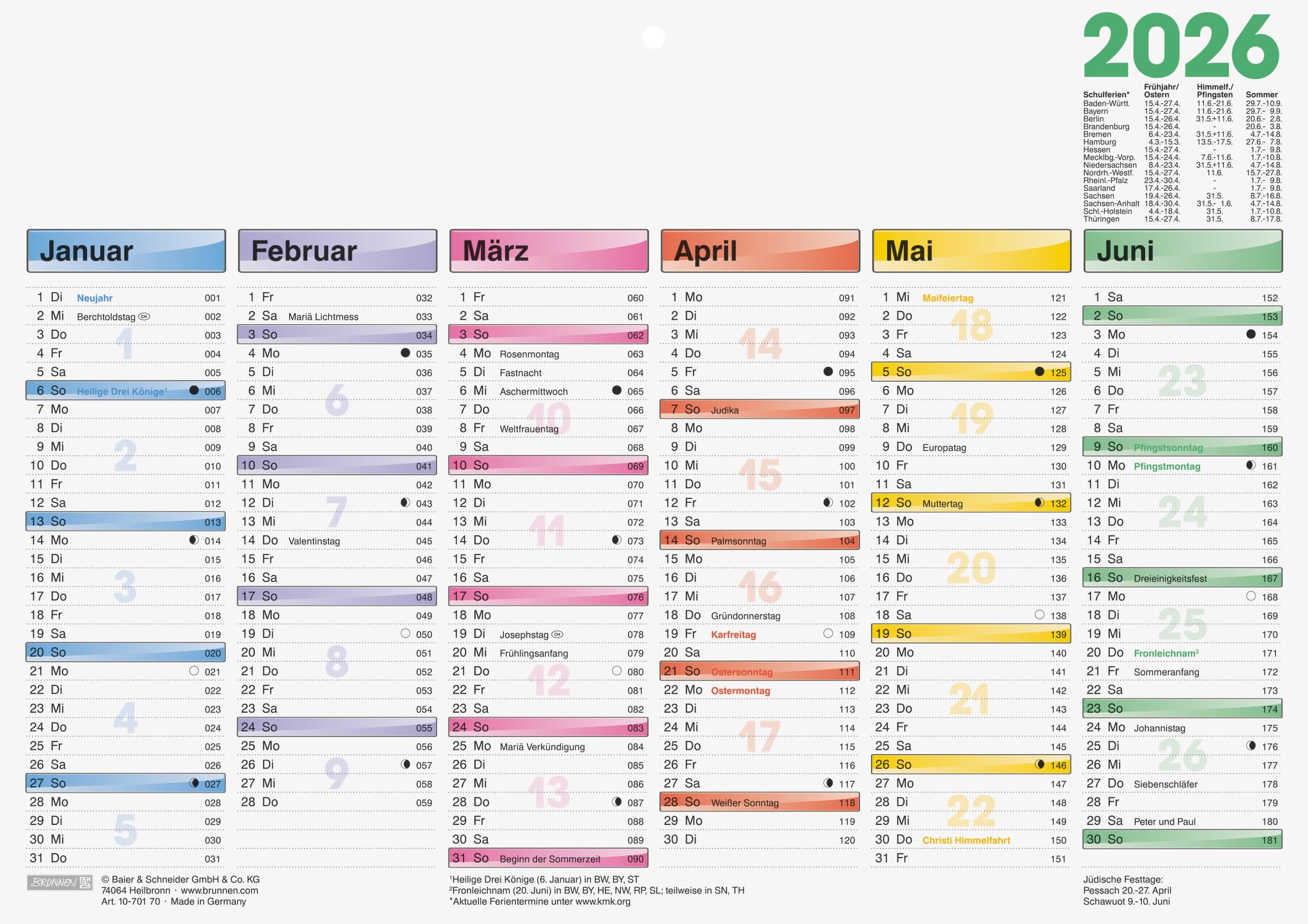 BRUNNEN DATAline 2026 Blackboard Calendar A4 Landscape