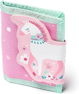 SteStephen Joseph, Kids Wallet, Tri-Fold Bi-Fold Wallet for Boys & Girls with Zipper Coin Pocket, Durable Polyester Small Wallet for Kids, Cute Designs for School & Travel, Pink Unicorn