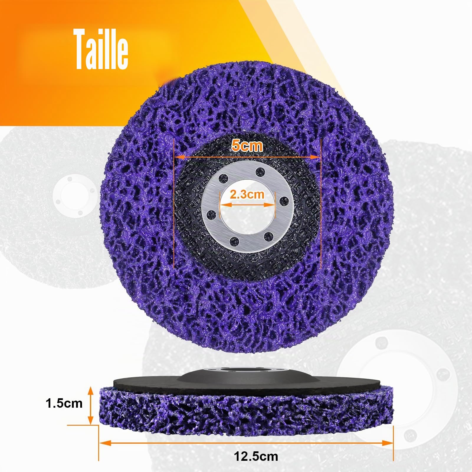 5 Pièces Disques de Nettoyage CSD 125mm, Disque Meuleuse, Disque Abrasif, Disques de Nettoyage Meuleuse CSD Disque pour Enlever la Rouille de la Peinture, Vitesse maximale: 12250 (tr/min), Violets