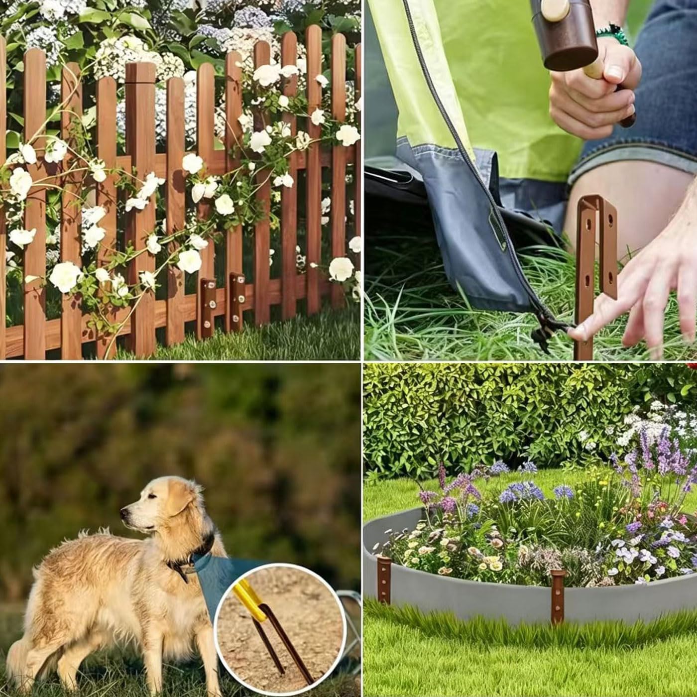 30 Pack Metal Landscape Edging Anchor Stakes, 10 Inch Garden Stakes, Brown Garden Anchoring Spikes for Yard, Edgings Garden Lawn, Fence Barrier