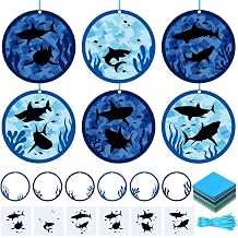 Motipuns 24 Sets Summer Shark Crafts Shark Tissue Paper Beach Craft Kits DIY Ocean Sea Theme Party Decoration Make Your Own Sea Animals Hanging Ornaments for Summer Classroom Camping Party Decoration