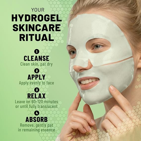 Snail Mucin Bio-Collagen Face Mask for Repair & Elasticity 6 Pack, Overnight Hydrogel Mask for All Skin Types (Green)