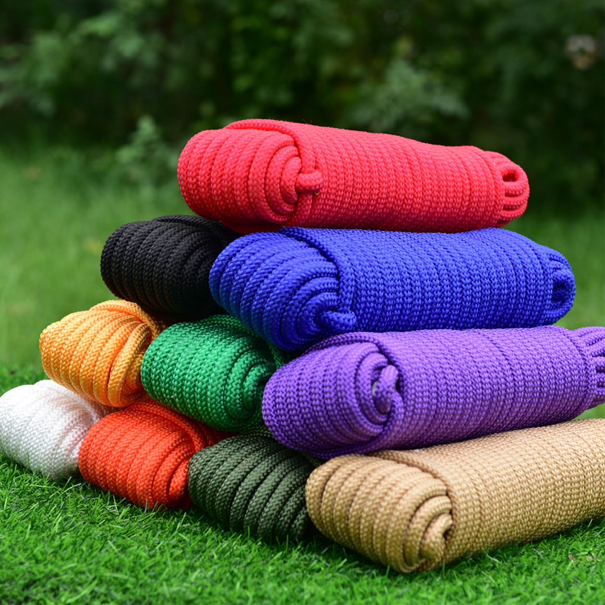 Cuerda de nailon trenzado de 1/4 pulgadas: cuerda de nailon trenzado de 100 pies, cuerdas de polietileno de 6 mm trenzadas para atar multiusos, tendedero, jardinería, proyectos de manualidades (verde