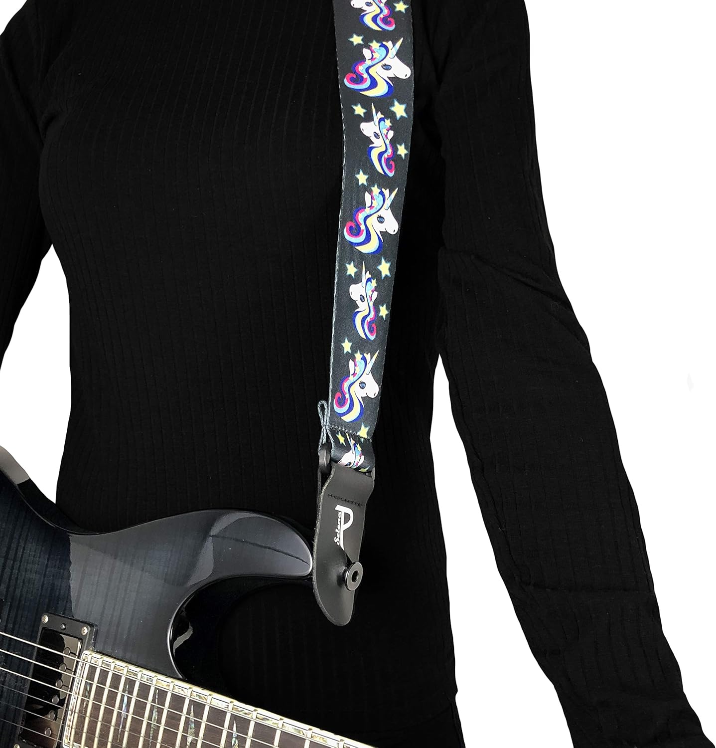 Perri's Leathers Leather Guitar Strap, 39"-58", Rainbow Unicorns, Polyester, Fits Electric, Jacquard, Adjustable, Cool Acoustic Guitar Straps for Electric & Bass