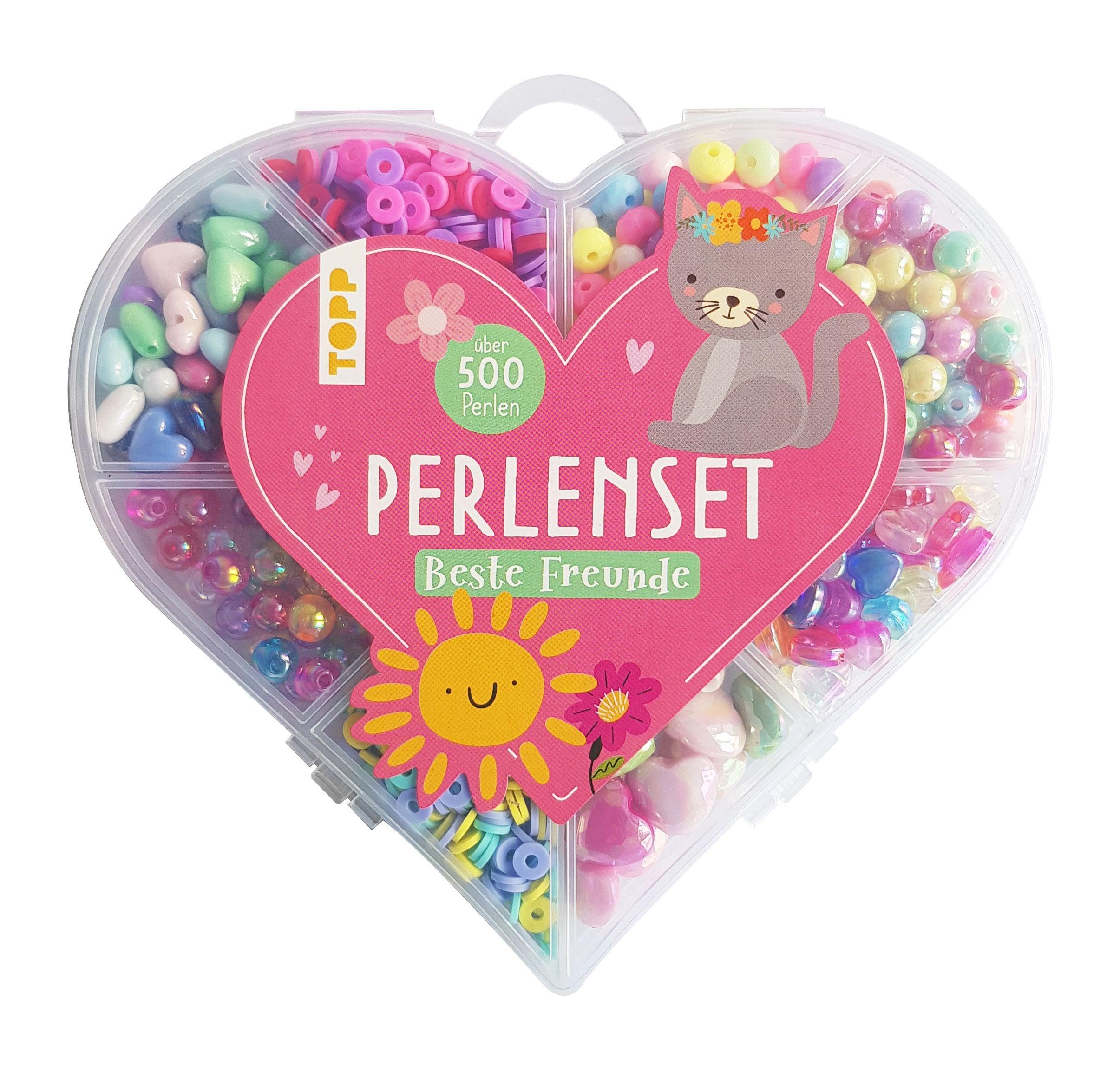 TOPP Best Friends Beads, Over 500 Colourful Beads, Heart Beads, Smiley and Heart Charms