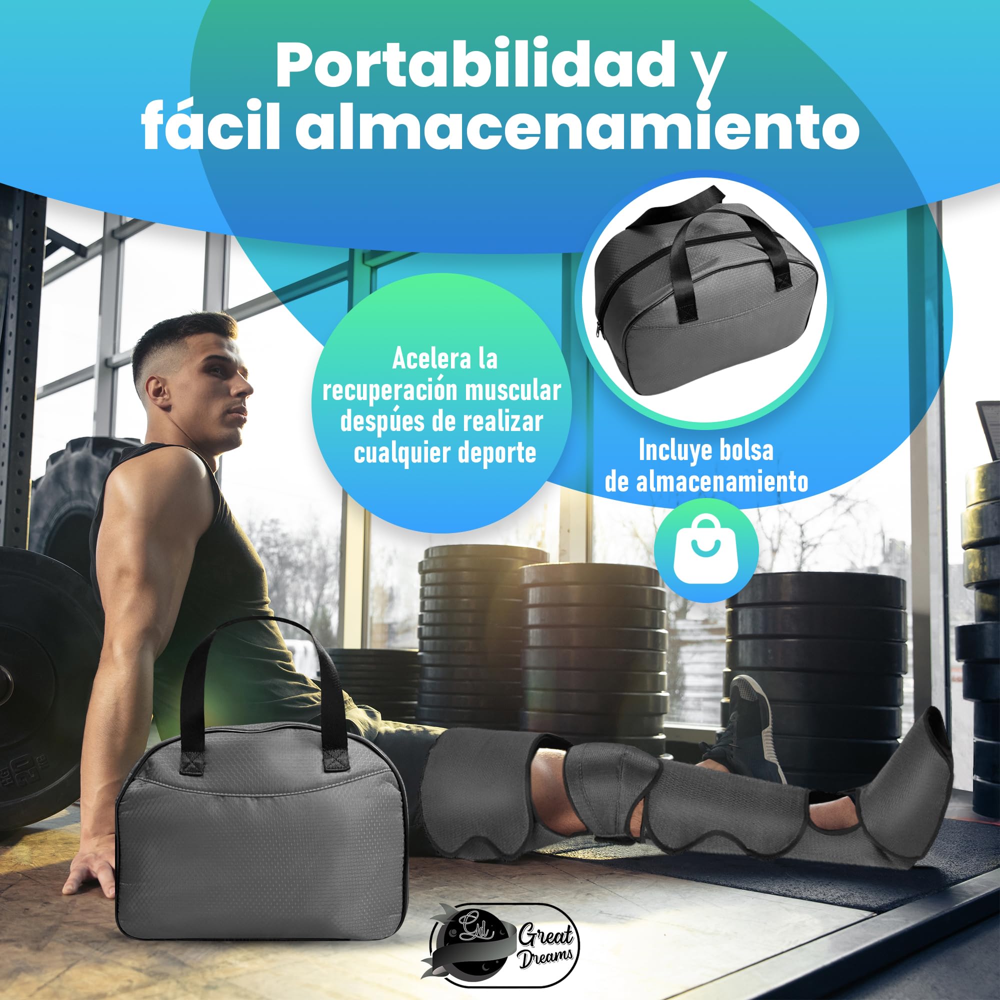 GreatDreams® - Botas Presoterapia Para Casa - Masajeador de Piernas Completo con Calor - Maquina Presoterapia para Mejorar la Circulación Sanguínea Alivia el Dolor de Piernas - Drenaje Linfático