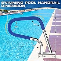 Vista 2 de Barandilla de piscina enterrada de 30 x 22 pulgadas, resistente al óxido #304SS barandilla de escalera de piscina con cubierta antideslizante.