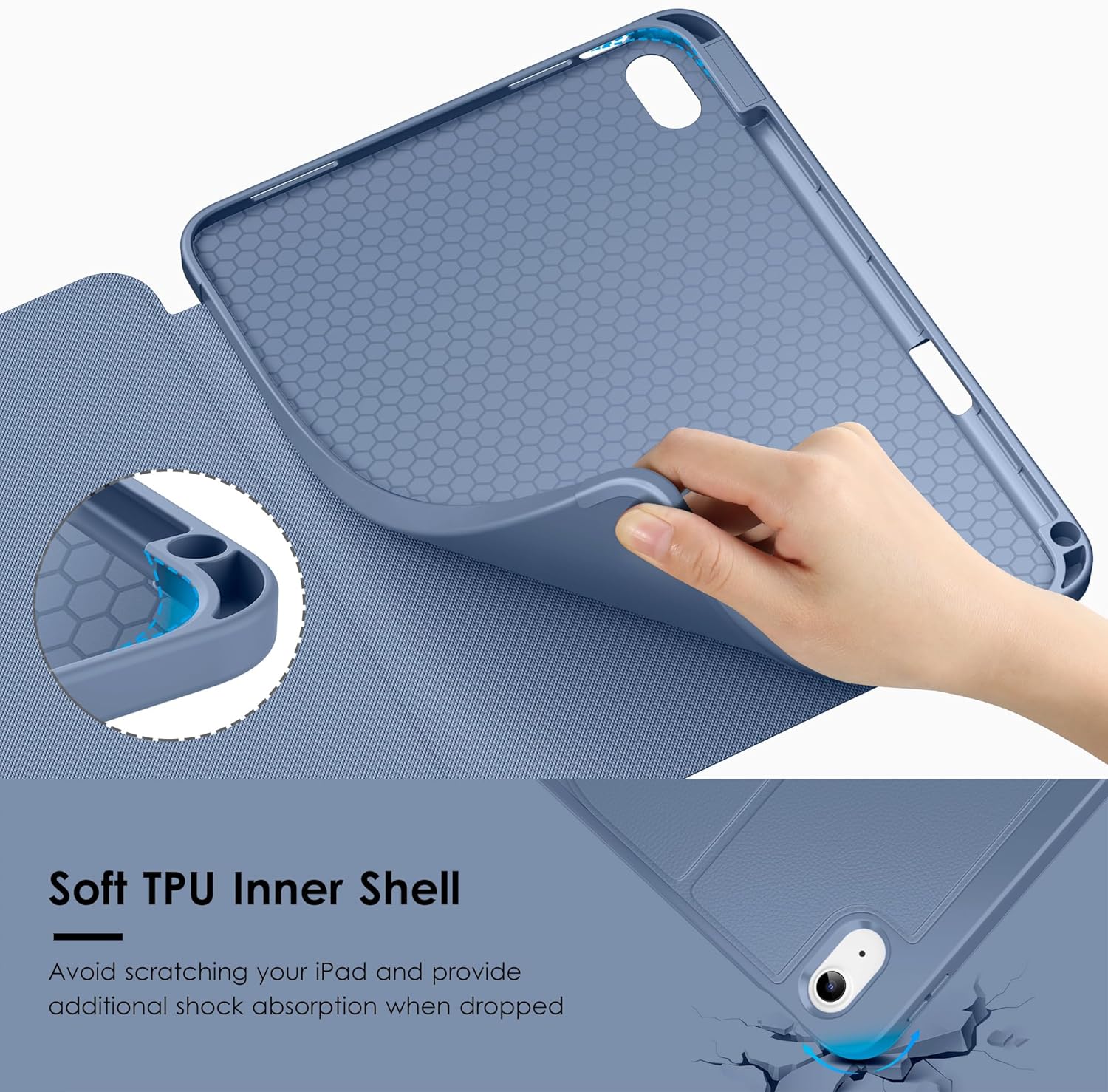 VIKESI Case for iPad (A16) 11-inch 2025 and iPad 10th/11th Generation 10.9 Inch 2022,Multiple Angles Magnetic Stand Cover,Shockproof Back,Pencil Holder,and Auto Sleep/Wake,Mist Blue
