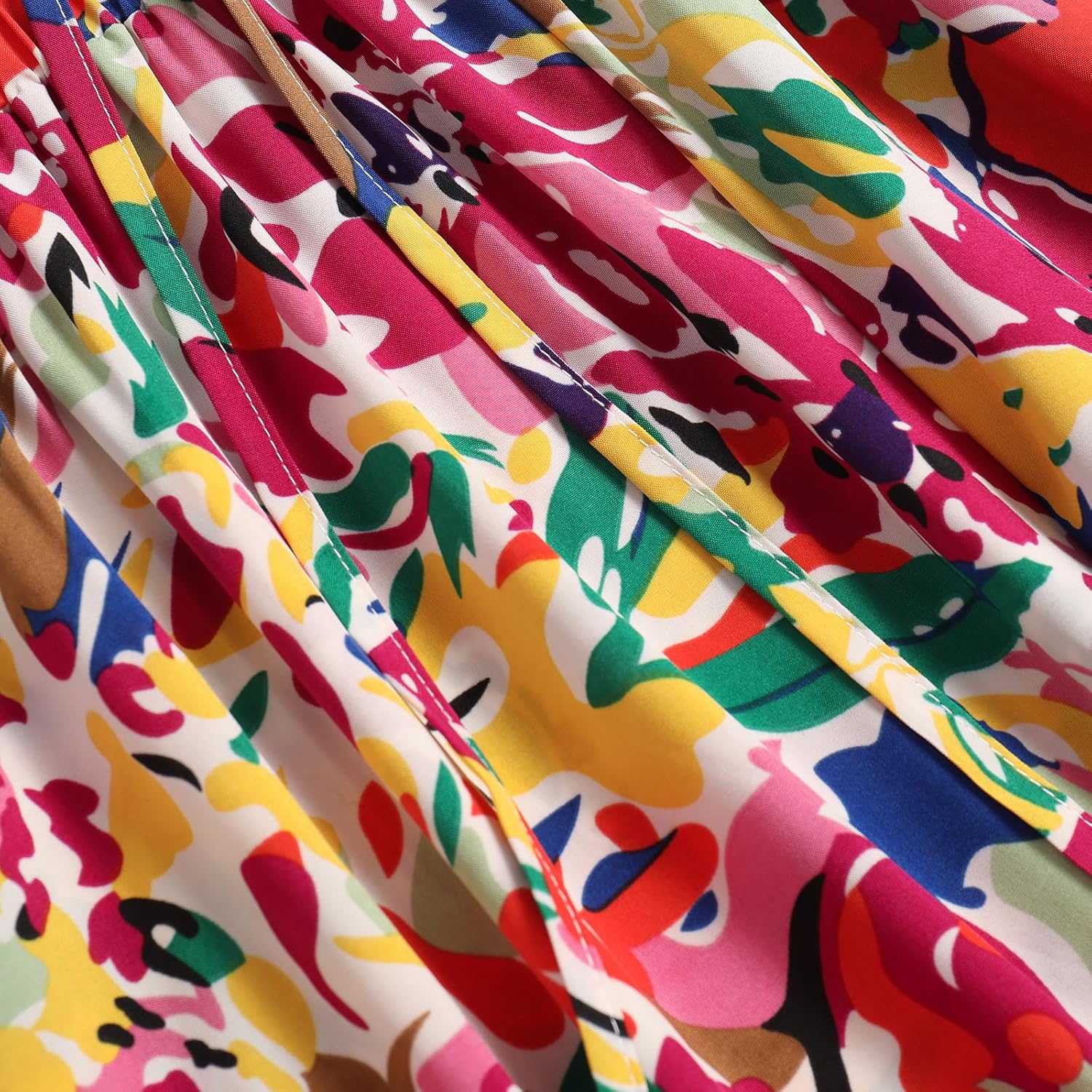 Women's High-Waisted Printed Skirt Spring Summer Autumn Elastic Waist MIDI Casual Skirt