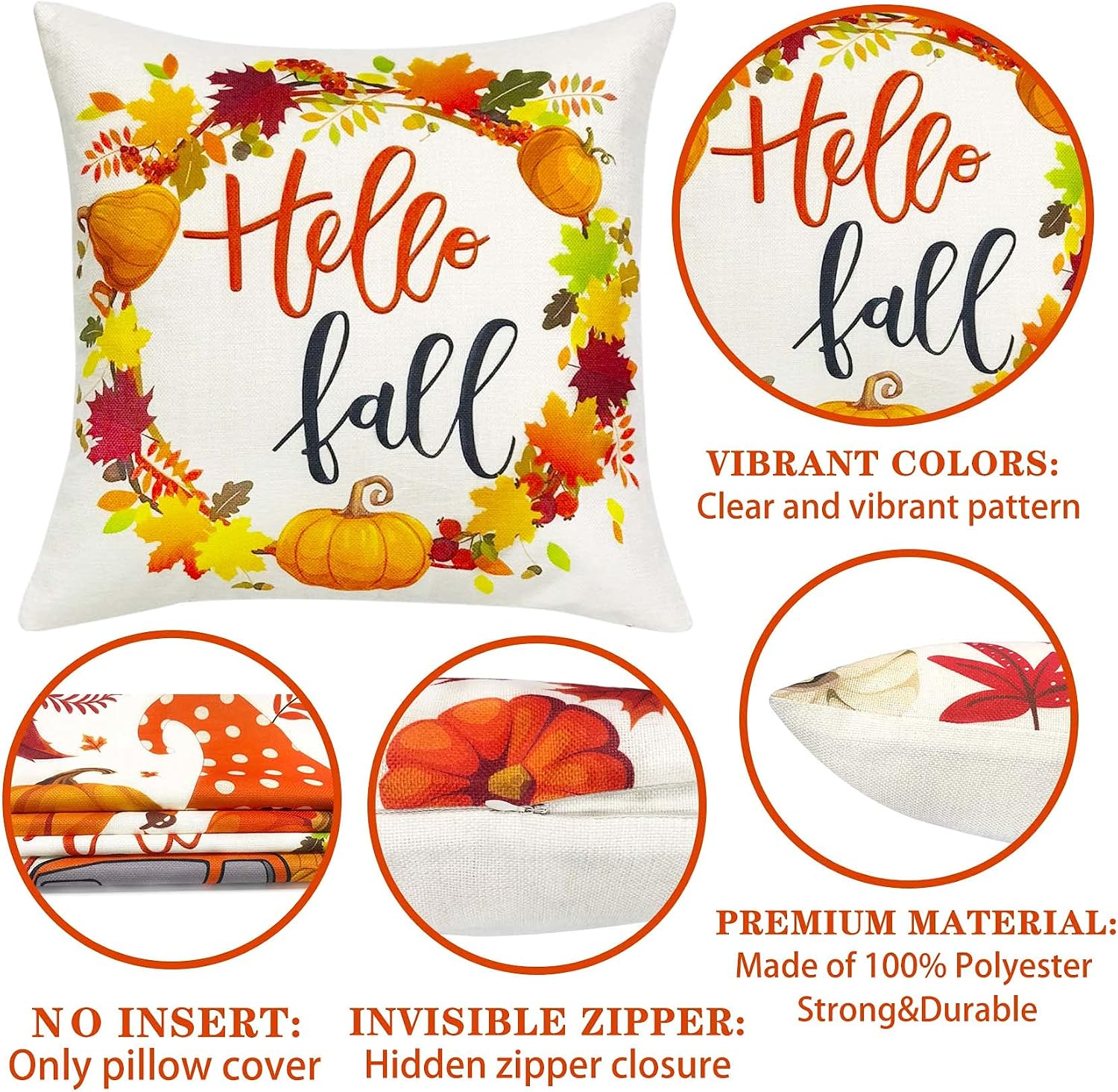 Funnlot Fall 18x18 Pillow Covers Autumn Pillow Covers Throw Pillow Covers Hello Fall Pillow Covers Gnome Pillow Covers Happy Fall Y'all Truck Thanksgiving Decorations for Home