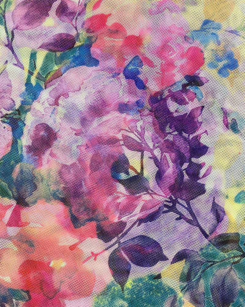 CHICME Womens Floral Mesh Long Sleeve Tops Crewneck See Through Fitted Shirts Sexy Sheer Going Out Blouses - Image 8