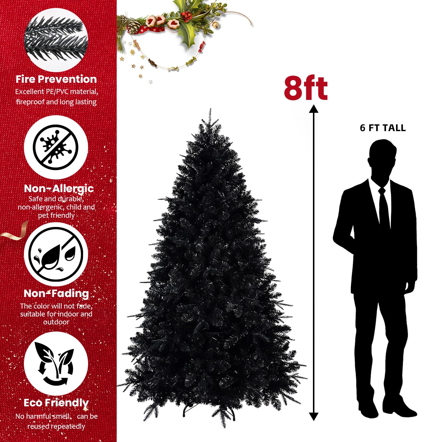 Black Pre Lit Artificial Christmas Trees Black Christmas Tree Prelit