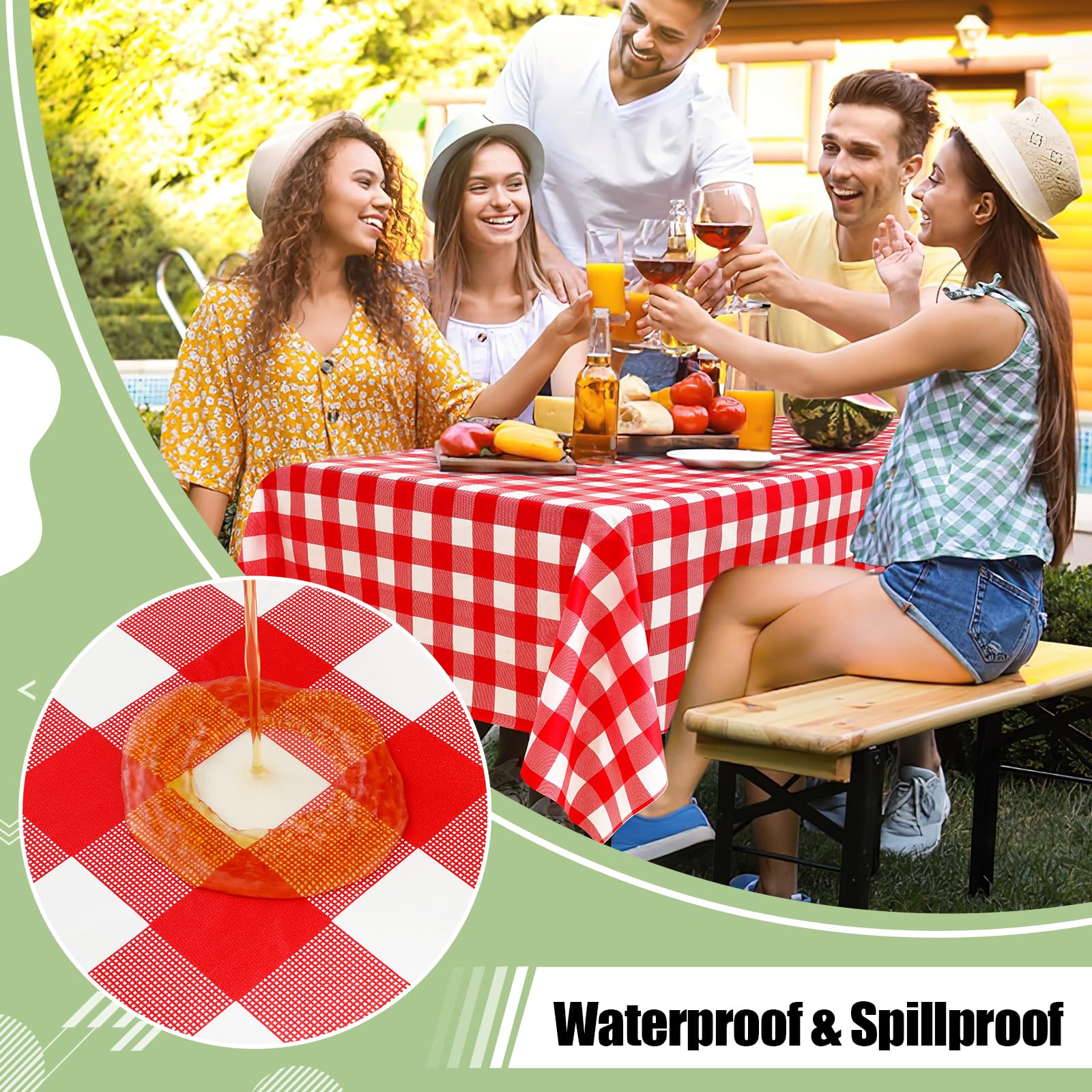 misaya 4 Packs Buffalo Disposable Table Cloth, 54 x 108 Inch Waterproof Plastic Tablecloth, Rectangle Red and White Checkered Table Covers for Picnic, Birthday, Party