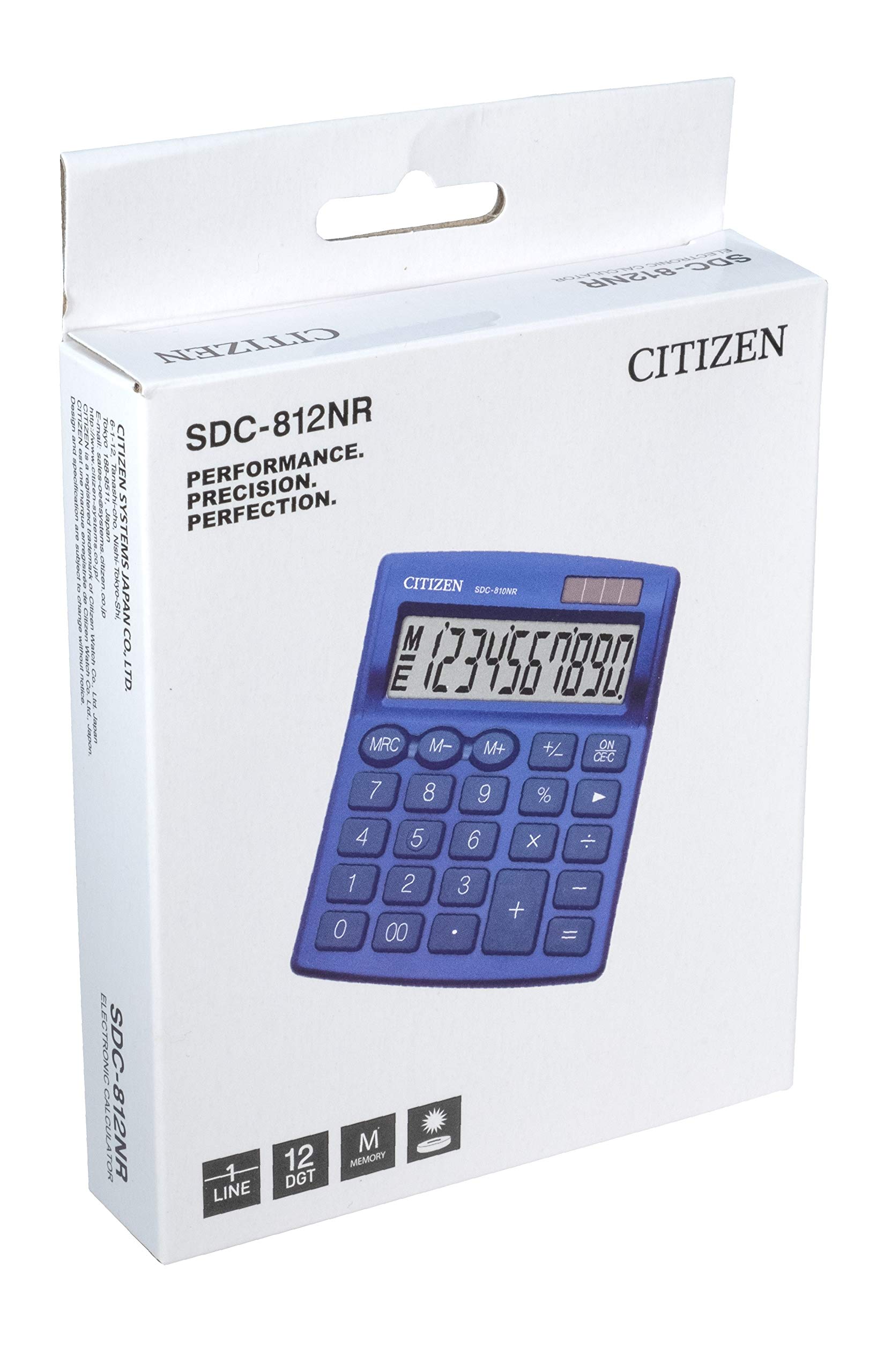 Citizen Z200541 Kalkulator Komputer stacjonarny Sdc-812Nr, Niebieski
