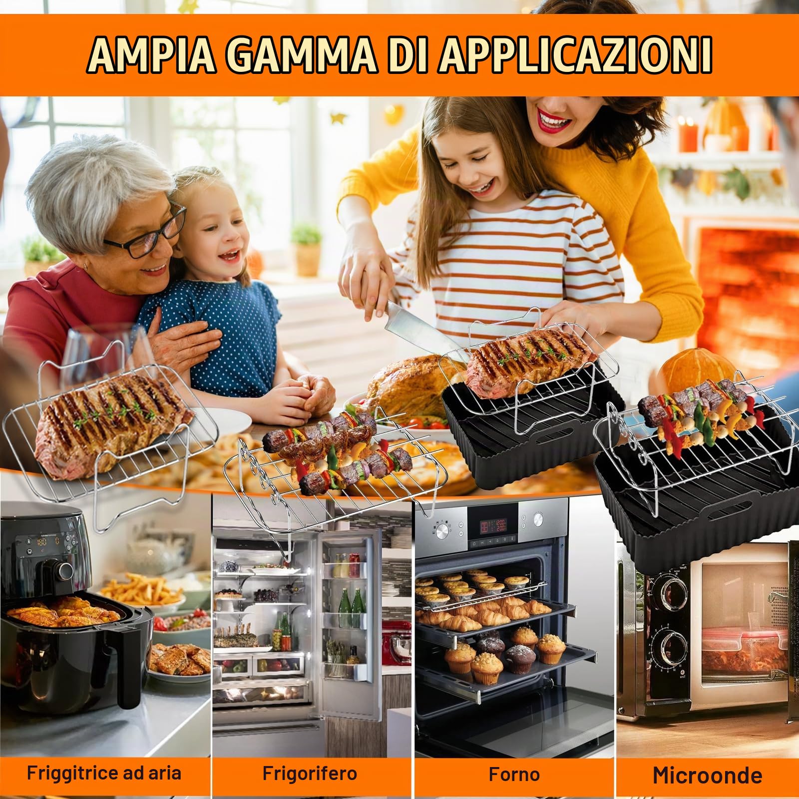 Accessori Friggitrice Ad Aria, Set di 21 Accessori per Friggitrice Ad Aria Ninja Foodi Dual Zone AF300EU AF400EU Innsky COSORI 7,6L-9,5L, Teglie & Griglia & Carta da Forno& Pinza Airfryer Accessories