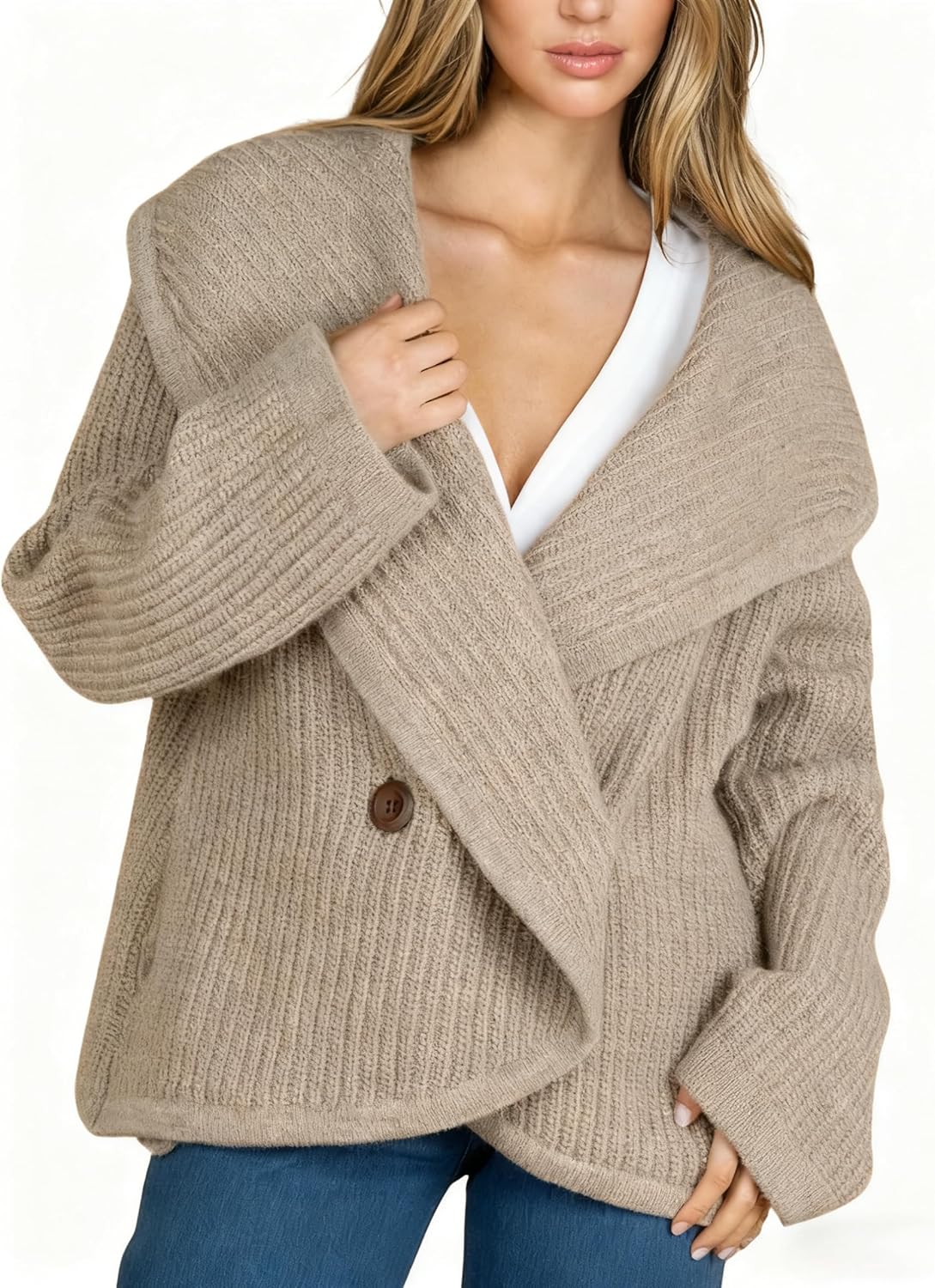 AMEBELLE Cardigan Sweaters for Women Trendy Fall Oversized Long Sleeves Chunky Cardigan Jacket Knit Outwear with Lapel Collar