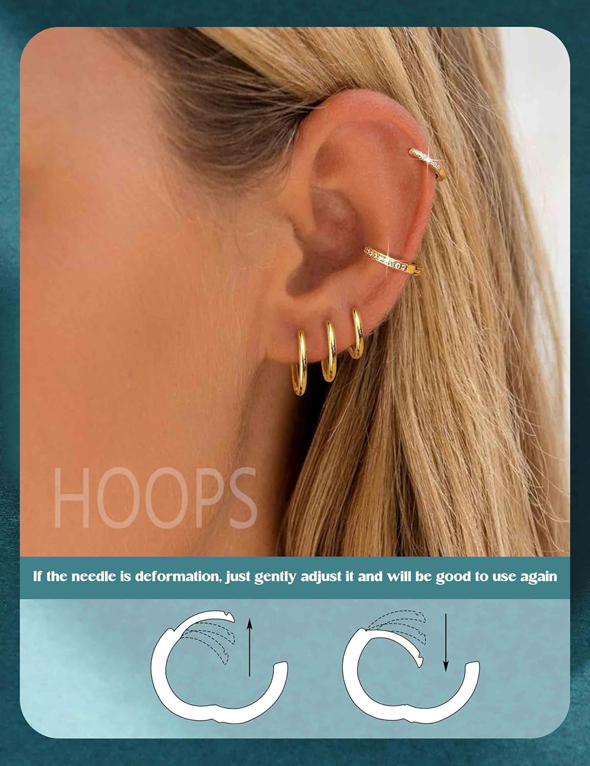 LOLIAS 14K Gold Plated Flat Back Earrings - Hypoallergenic Surgical Stainless Steel Stud Hoop Earrings for Women Girls Cute Stud Earring Set Small Huggie Hoops Cartilage Earring Stacks - Image 7