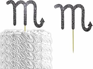 Glitter Zodiac Scorpio Sign Symbol Symbol Cake Topper | Birthday Party Cake Topper | Party Decorations (Black)