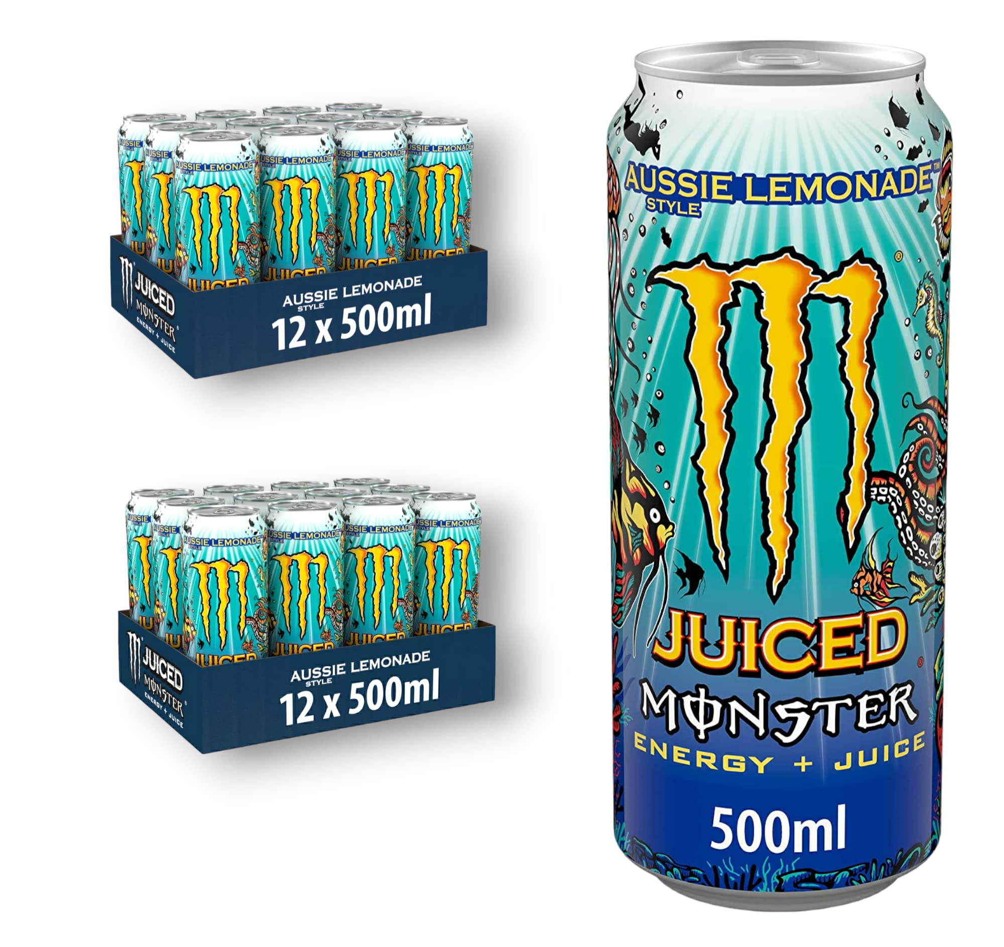 24 x Monster Juice Aussie Style Lemonade 0,5l- Monster Energy + Juice- Exotische Limonade