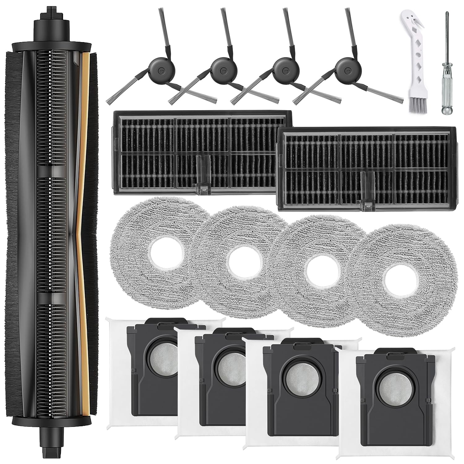 HoHumoca Zubehör für Dreame L10s Ultra Gen 3 /X40 Ultra complete /L40 Ultra /X40 Master Saugroboter, 1 TriCut Bürste, 2 Filter, 4 Staubbeutel, 4 Wischtücher, 4 Seitenbürsten