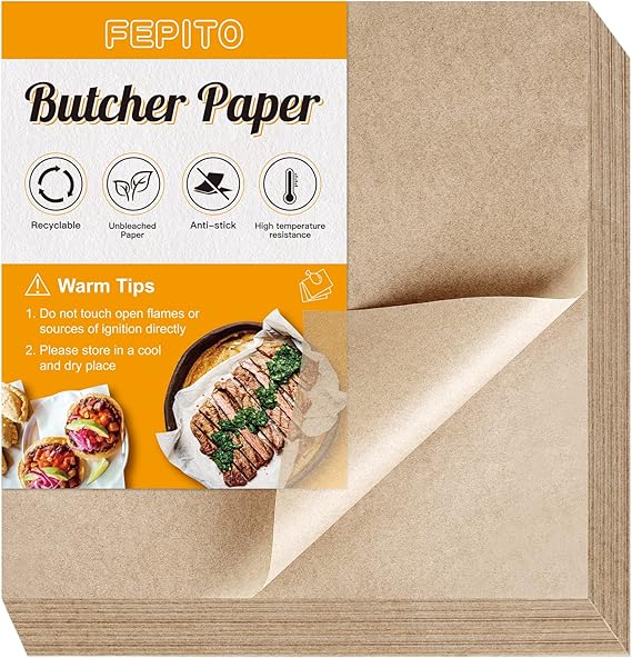 FEPITO 100 Pieces Brown Butcher Paper 12 x 12 inch Precut