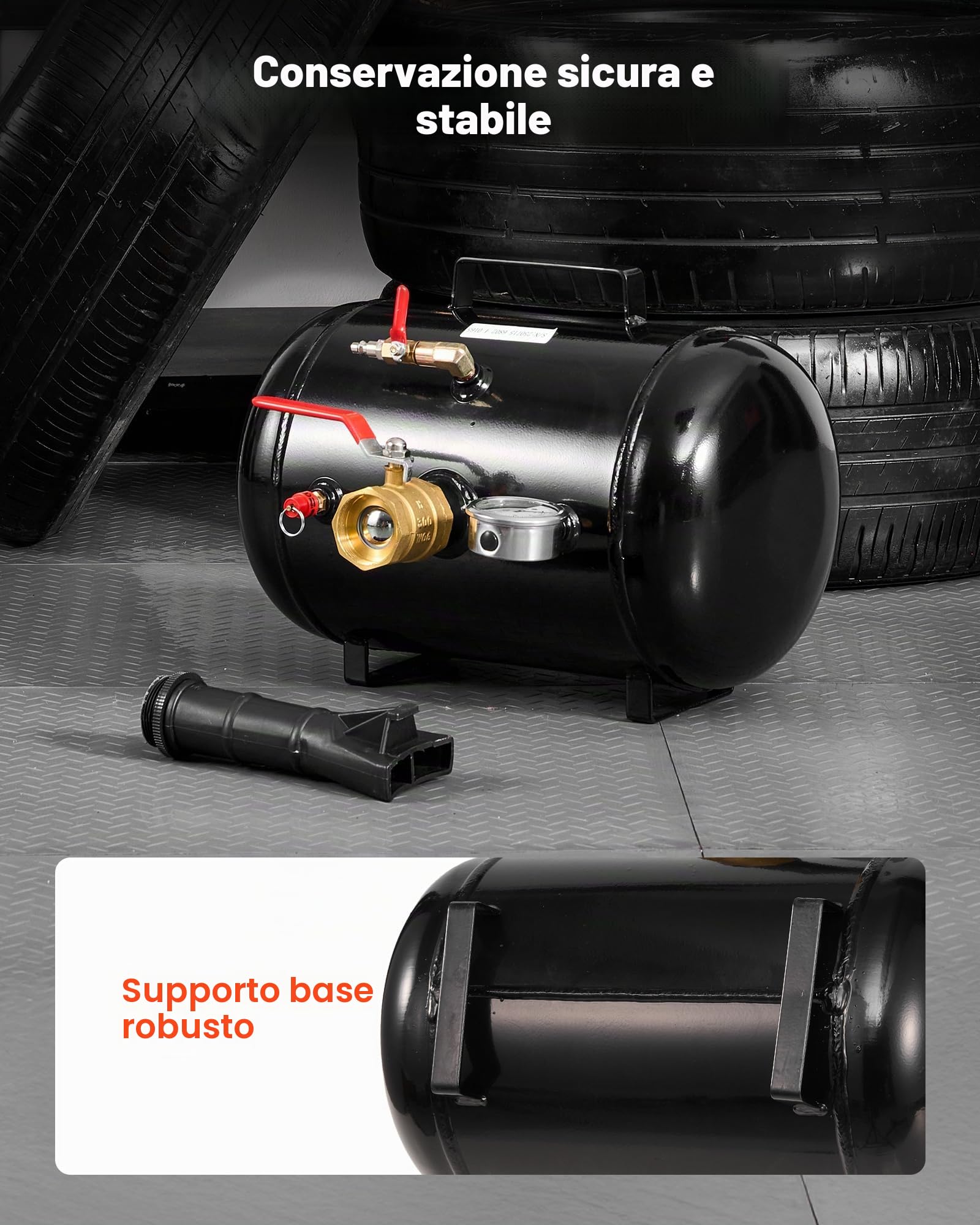 VEVOR Attrezzo per Gonfiaggio Pneumatici per Impieghi Gravosi, 0,6 a 0,8 MPa, 18,9 L Gonfiatore per Sedili con Grilletto Pneumatico per Pick-Up, Camion, ATV, Jeep, Furgone, Trattorino, Camper, Nero